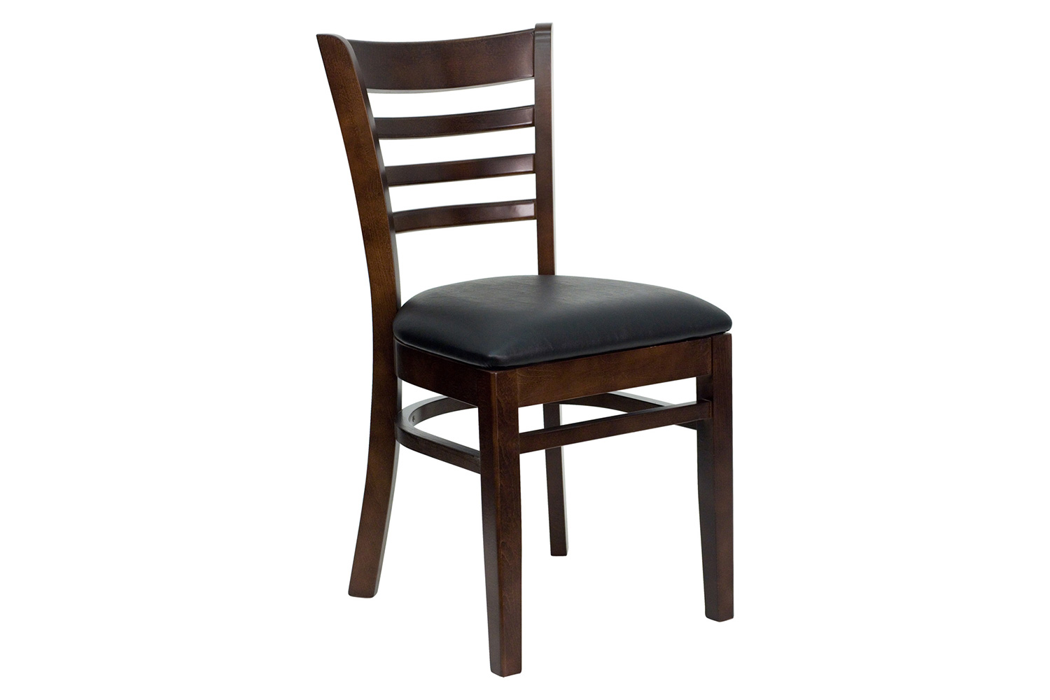 BLNK - HERCULES Series Walnut Wood Ladder Back Restaurant Chair with Vinyl Seat
