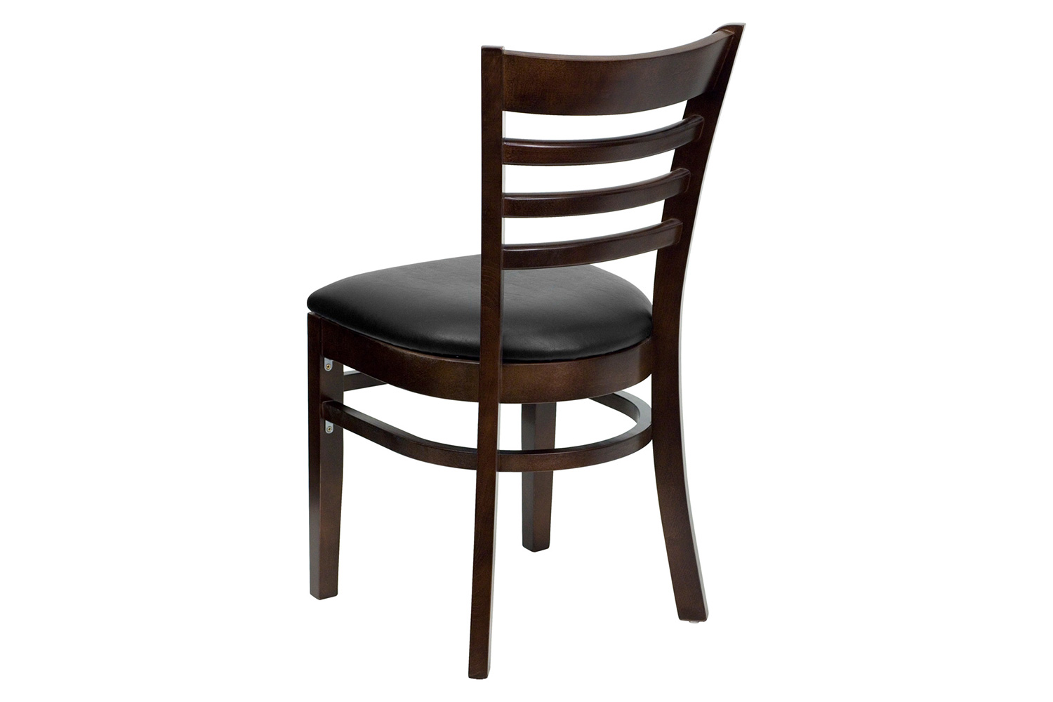 BLNK HERCULES Series Walnut Wood Ladder Back Restaurant Chair with Vinyl Seat - Black