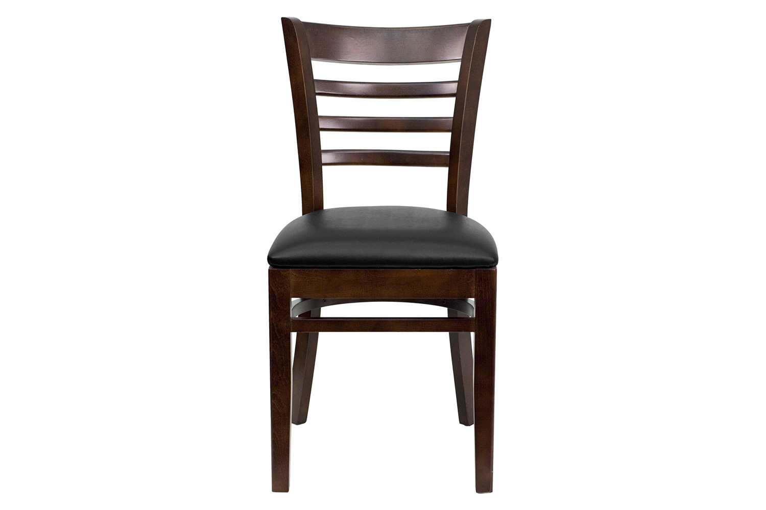 BLNK HERCULES Series Walnut Wood Ladder Back Restaurant Chair with Vinyl Seat - Black