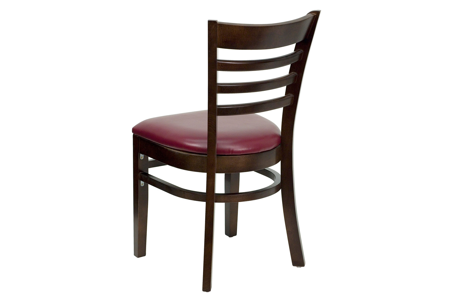 BLNK HERCULES Series Walnut Wood Ladder Back Restaurant Chair with Vinyl Seat - Burgundy