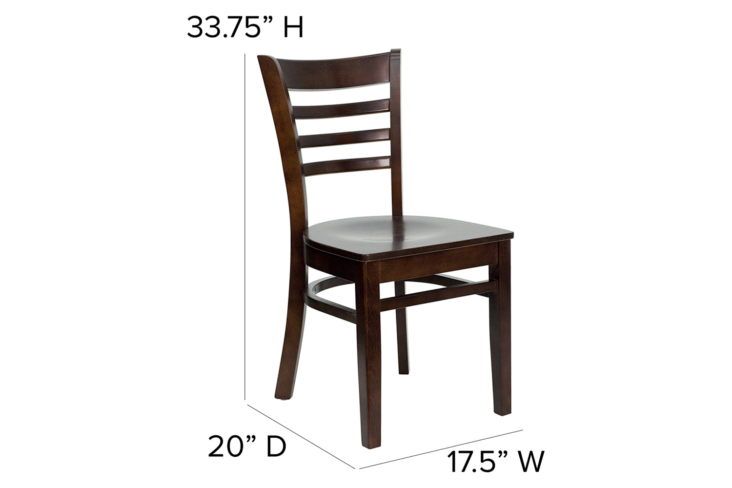 BLNK HERCULES Series Wood Ladder Back Restaurant Chair - Walnut