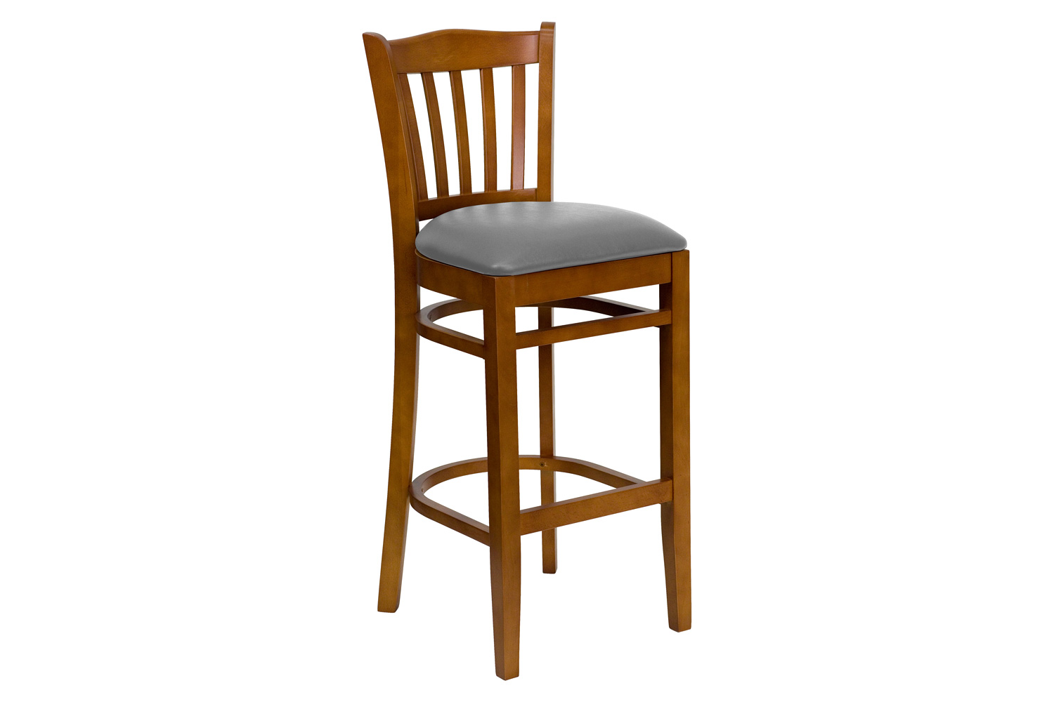 BLNK - HERCULES Series Wood Vertical Slat Back Restaurant Bar Stool with Custom Upholstered Seat