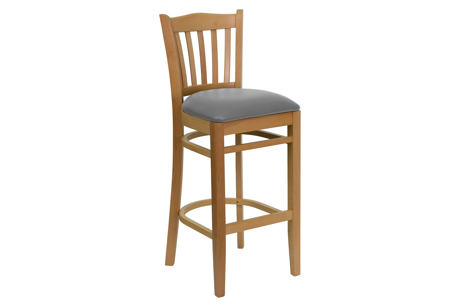 BLNK - HERCULES Series Wood Vertical Slat Back Restaurant Bar Stool with Custom Upholstered Seat