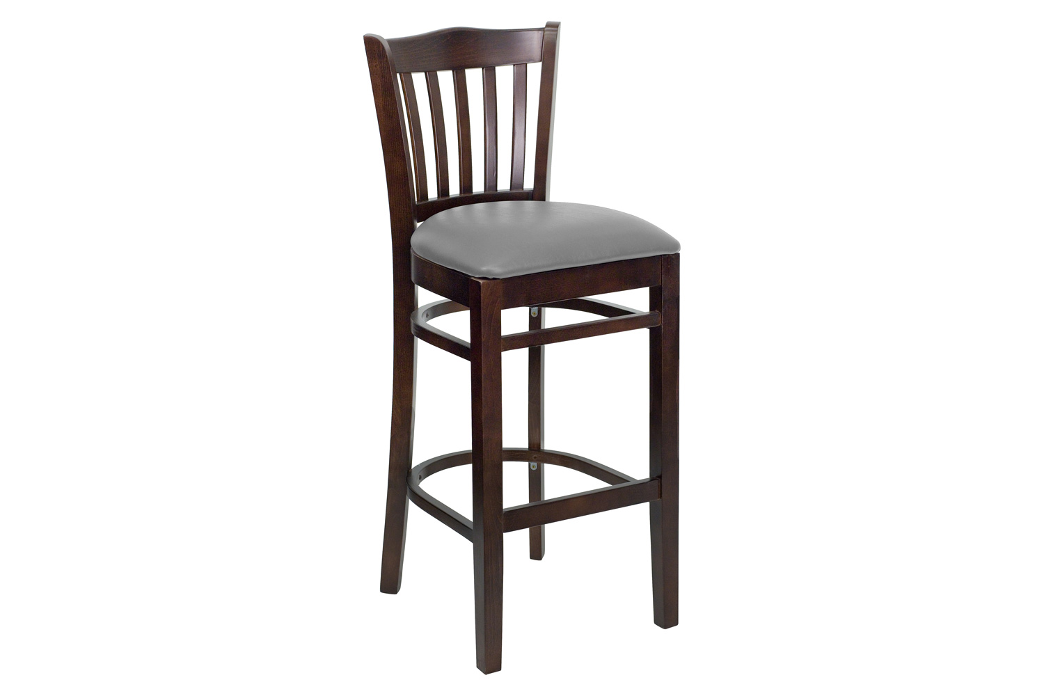 BLNK - HERCULES Series Wood Vertical Slat Back Restaurant Bar Stool with Custom Upholstered Seat