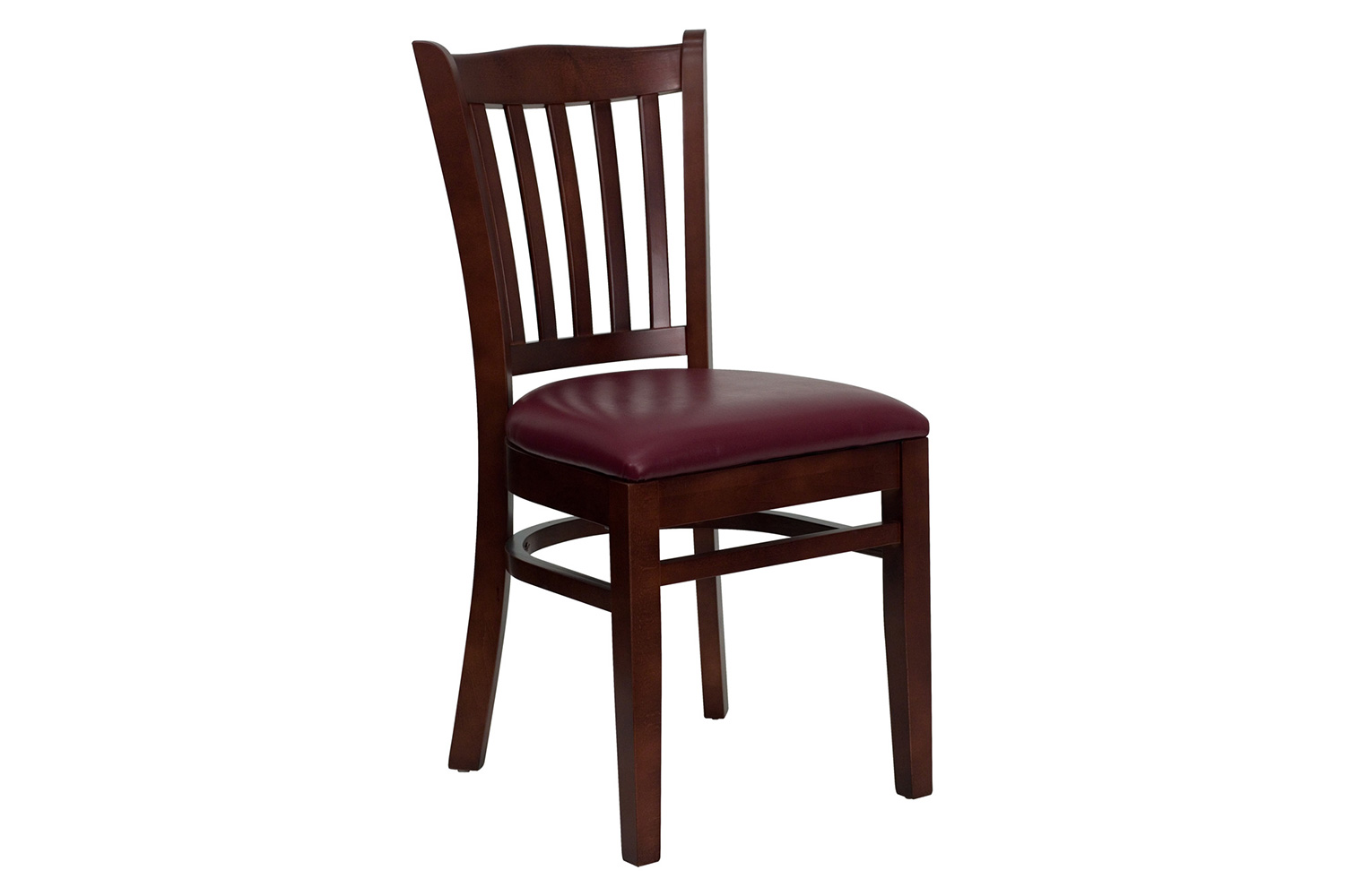 BLNK - HERCULES Series Mahogany Wood Vertical Slat Back Restaurant Chair with Vinyl Seat