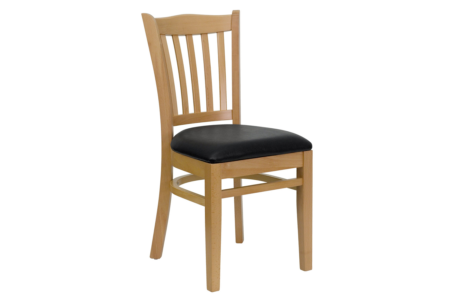 BLNK - HERCULES Series Natural Wood Vertical Slat Back Restaurant Chair with Vinyl Seat