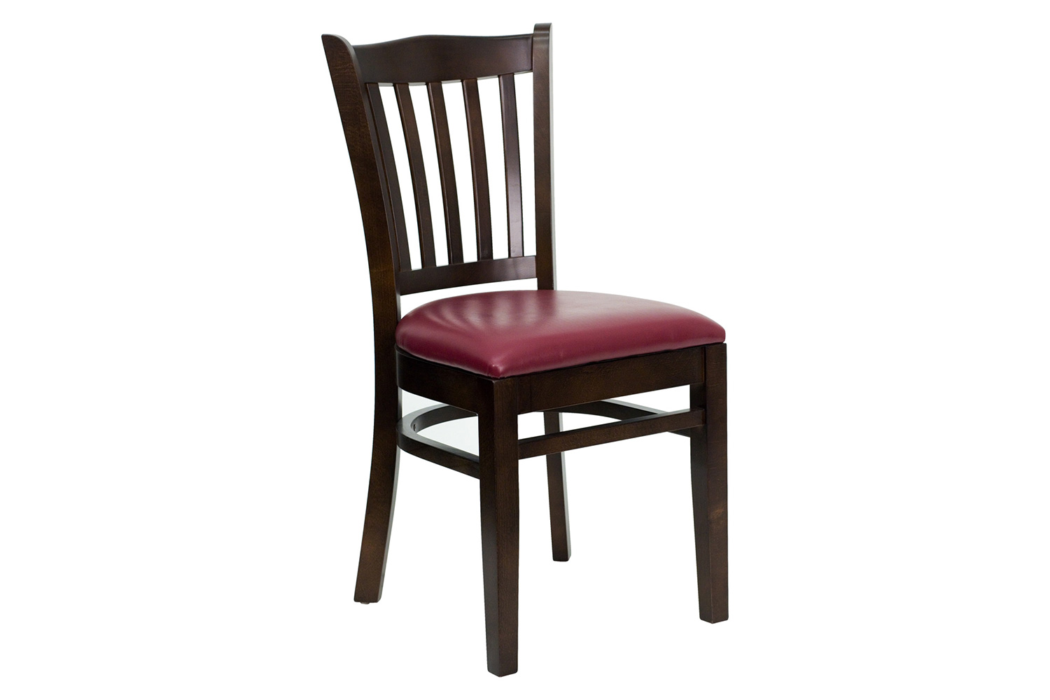 BLNK - HERCULES Series Walnut Wood Vertical Slat Back Restaurant Chair with Vinyl Seat