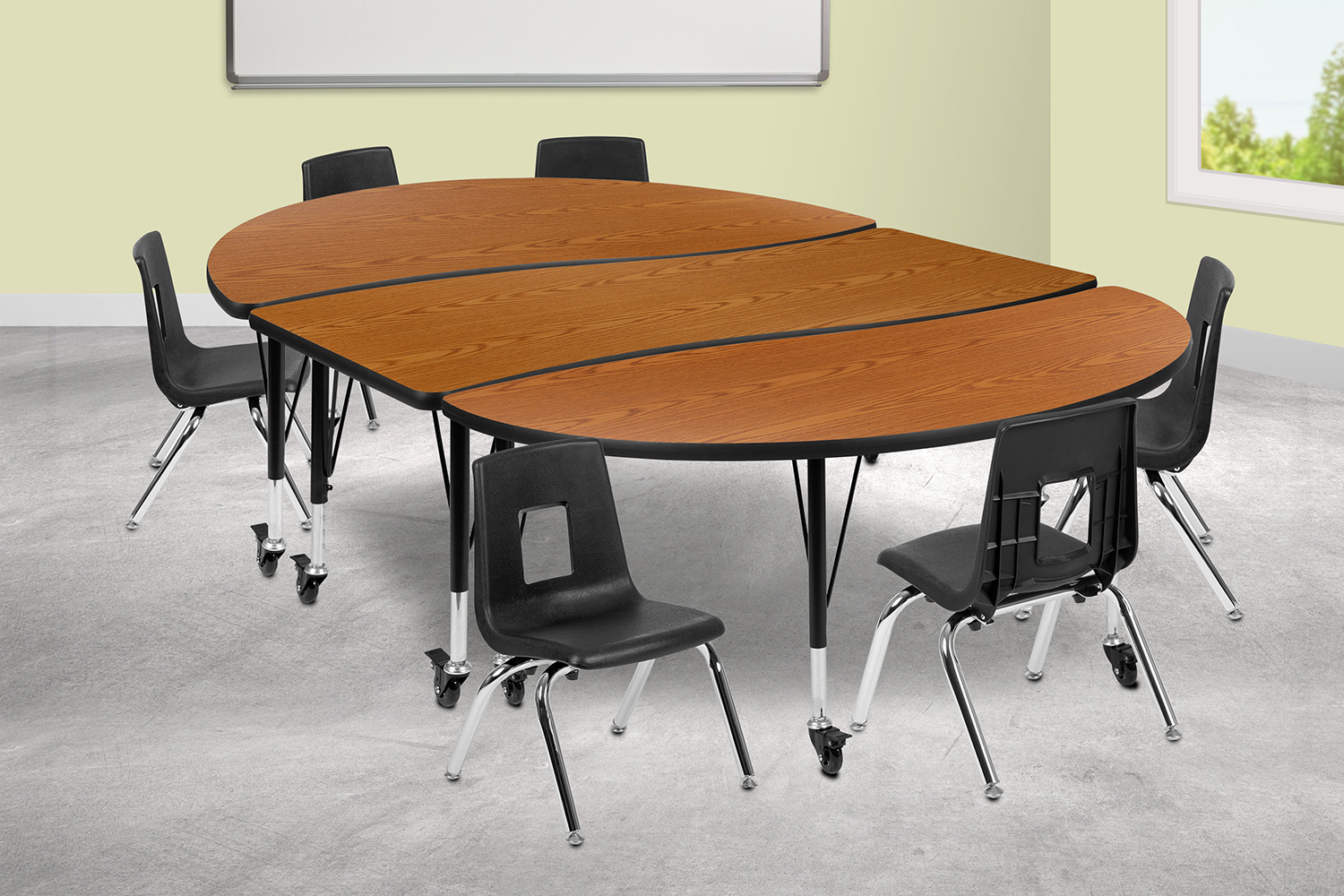BLNK - Emmy Mobile Oval Thermal Laminate Wave Flexible Activity Table Set