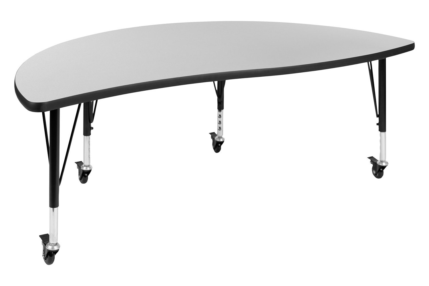 BLNK Emmy Mobile Circle Thermal Laminate Wave Flexible Activity Table Set - Gray, 60"D, with 12" Student Stack Chairs