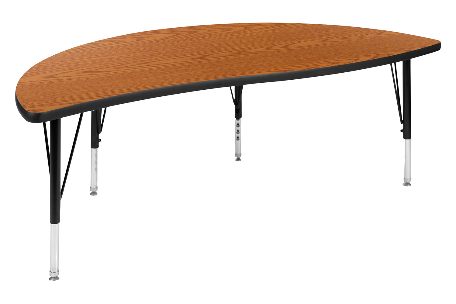 BLNK Emmy Circle Thermal Laminate Wave Flexible Activity Table Set - Oak, 60"D, with 12" Student Stack Chairs