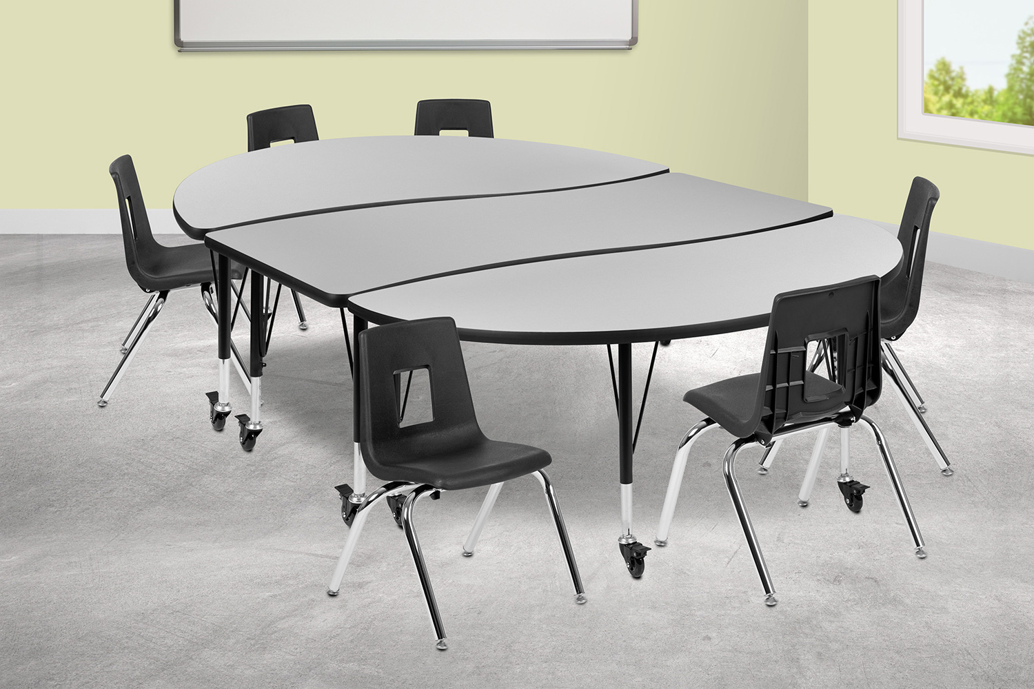 BLNK - Emmy Mobile Oval Thermal Laminate Wave Flexible Activity Table Set