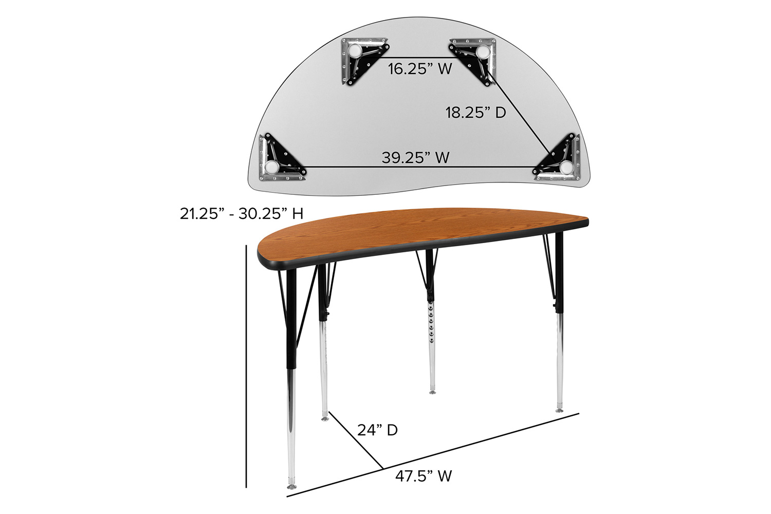 BLNK Emmy Circle Thermal Laminate Wave Flexible Activity Table Set - Oak, 47.5"D, with 16" Student Stack Chairs