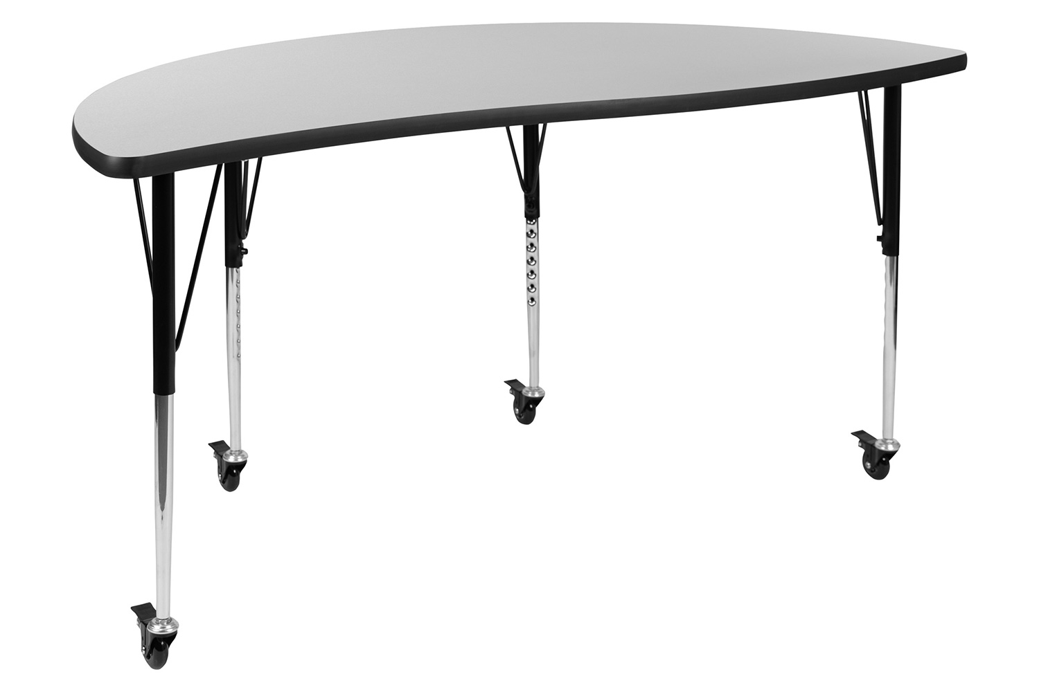 BLNK Emmy Mobile Circle Thermal Laminate Wave Flexible Activity Table Set - Gray, 60"D, with 16" Student Stack Chairs
