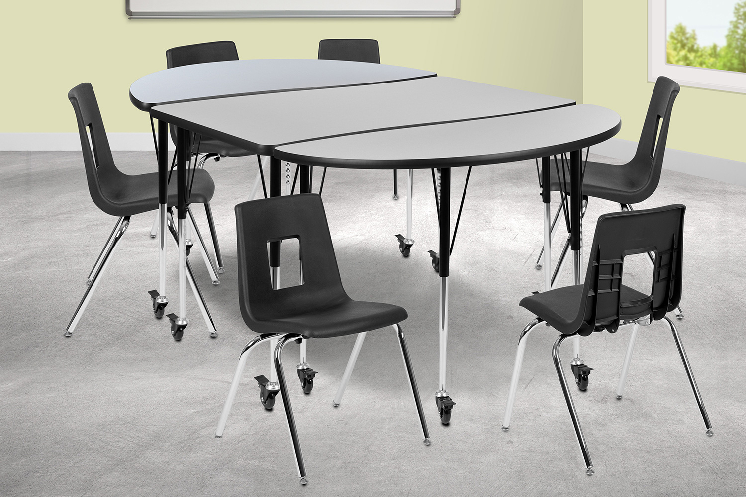 BLNK - Emmy Mobile Oval Thermal Laminate Wave Flexible Activity Table Set