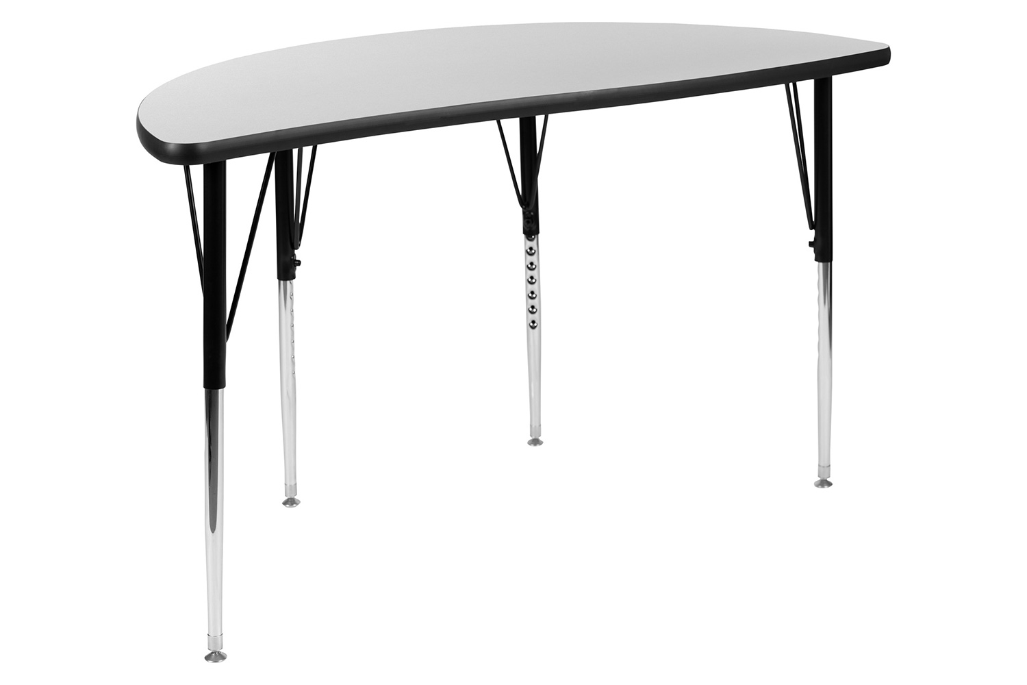 BLNK Emmy Circle Thermal Laminate Wave Flexible Activity Table Set - Gray, 47.5"D, with 18" Student Stack Chairs