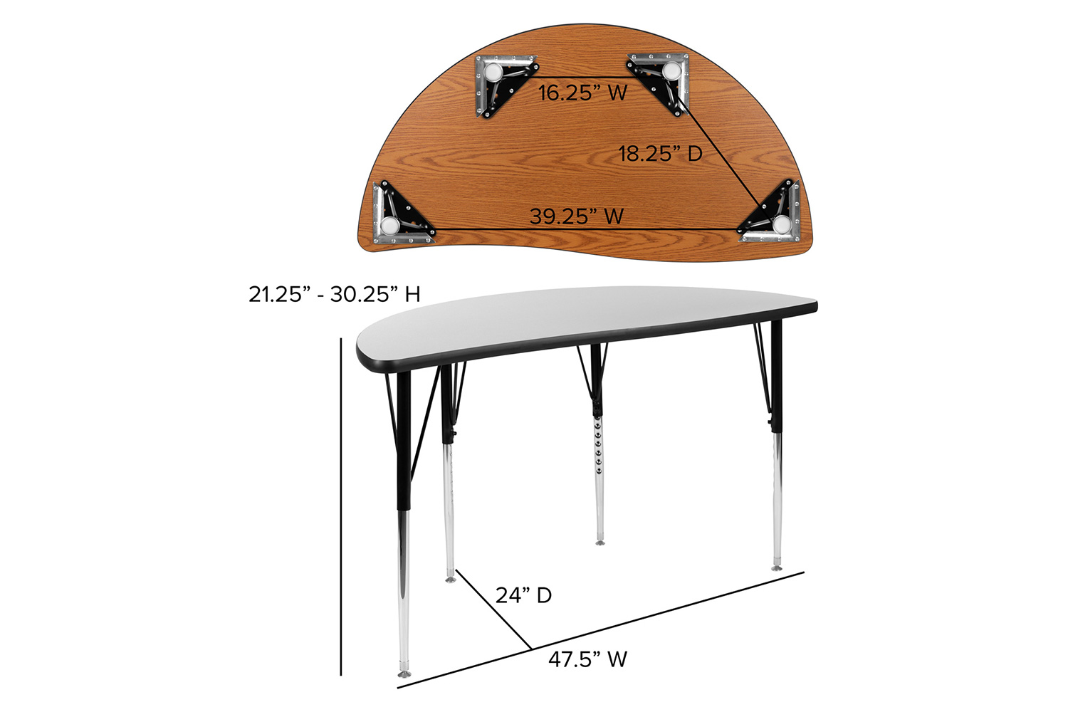 BLNK Emmy Circle Thermal Laminate Wave Flexible Activity Table Set - Gray, 47.5"D, with 18" Student Stack Chairs