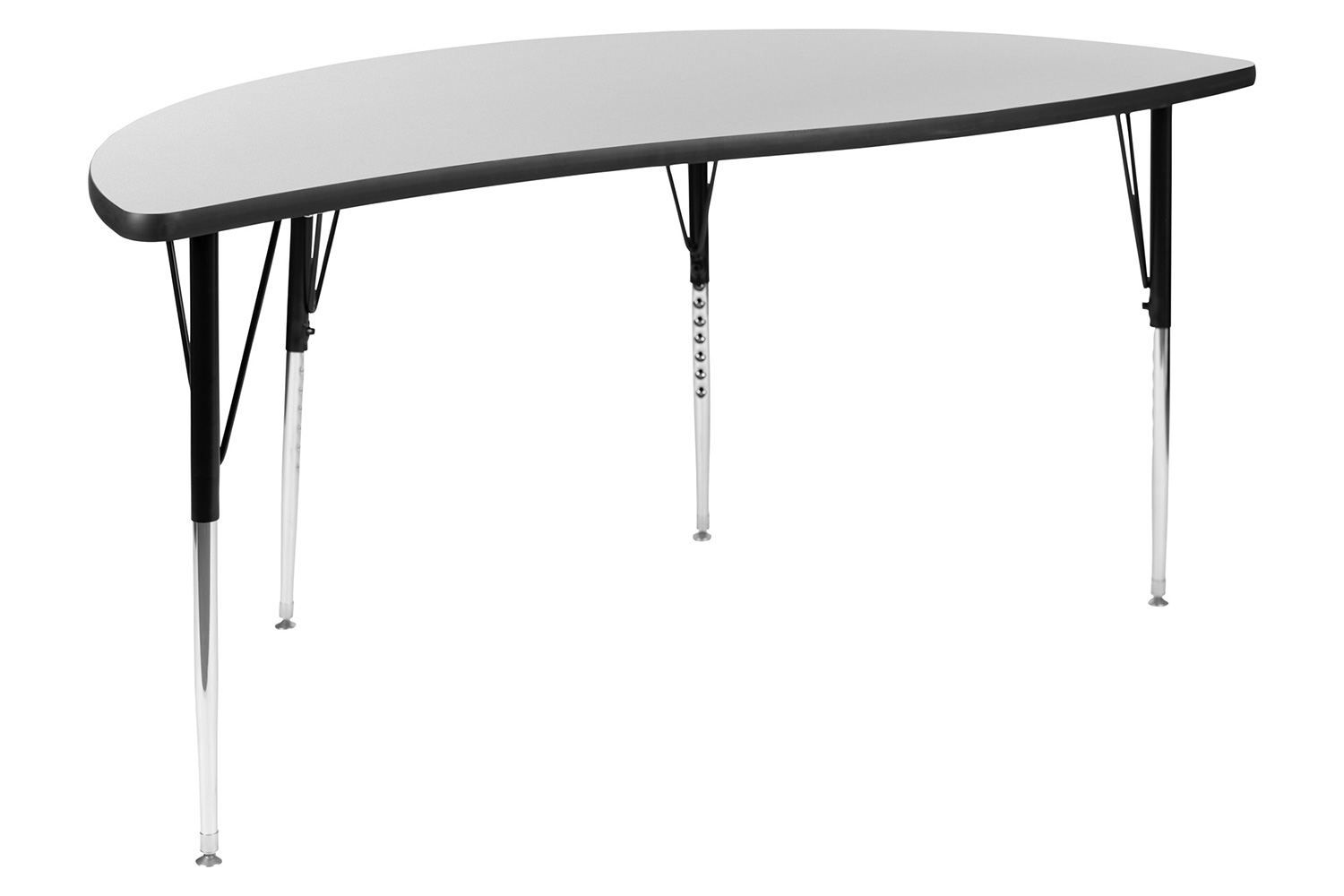 BLNK Emmy Circle Thermal Laminate Wave Flexible Activity Table Set - Gray, 60"D, with 18" Student Stack Chairs