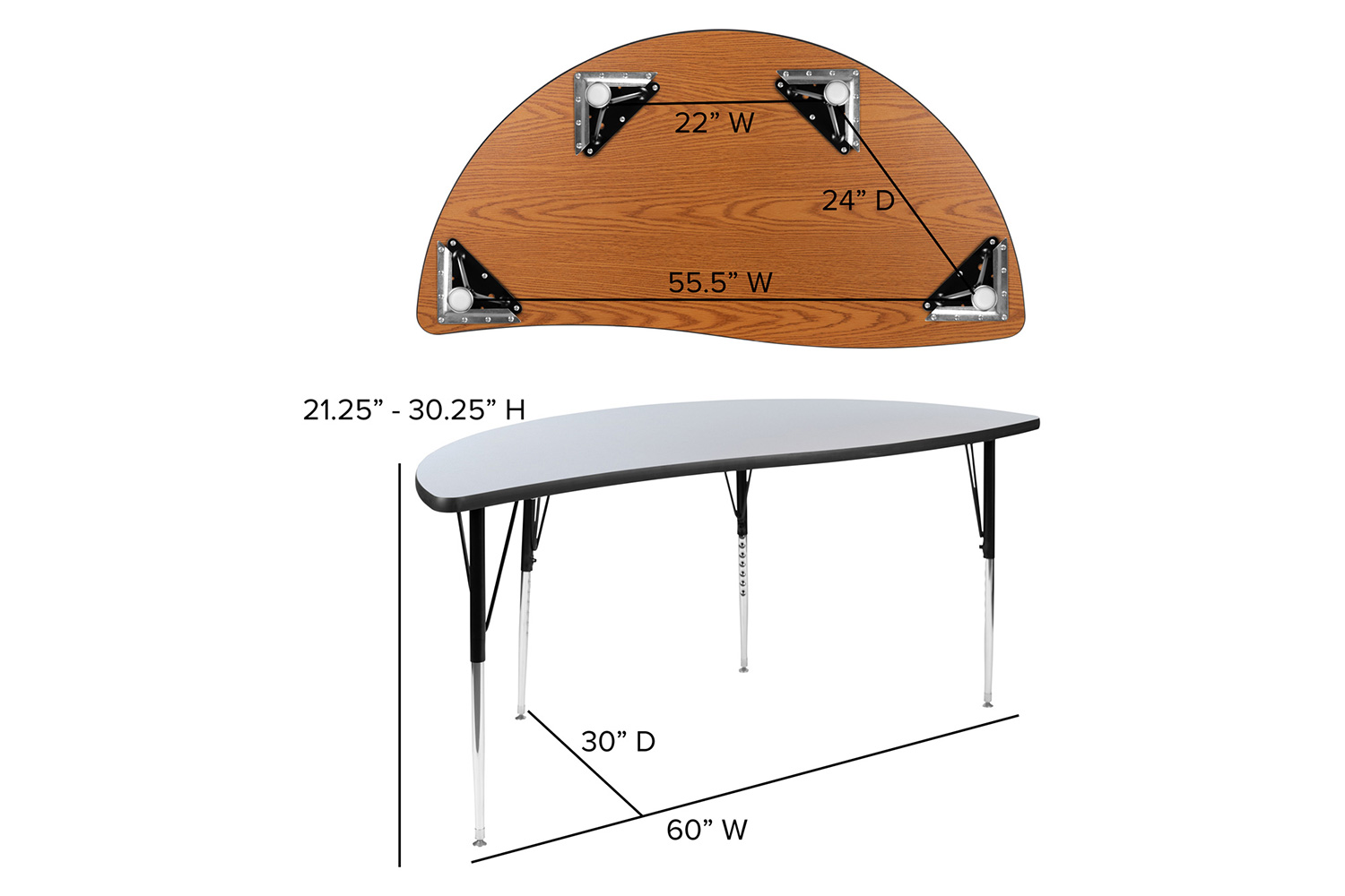 BLNK Emmy Circle Thermal Laminate Wave Flexible Activity Table Set - Gray, 60"D, with 18" Student Stack Chairs