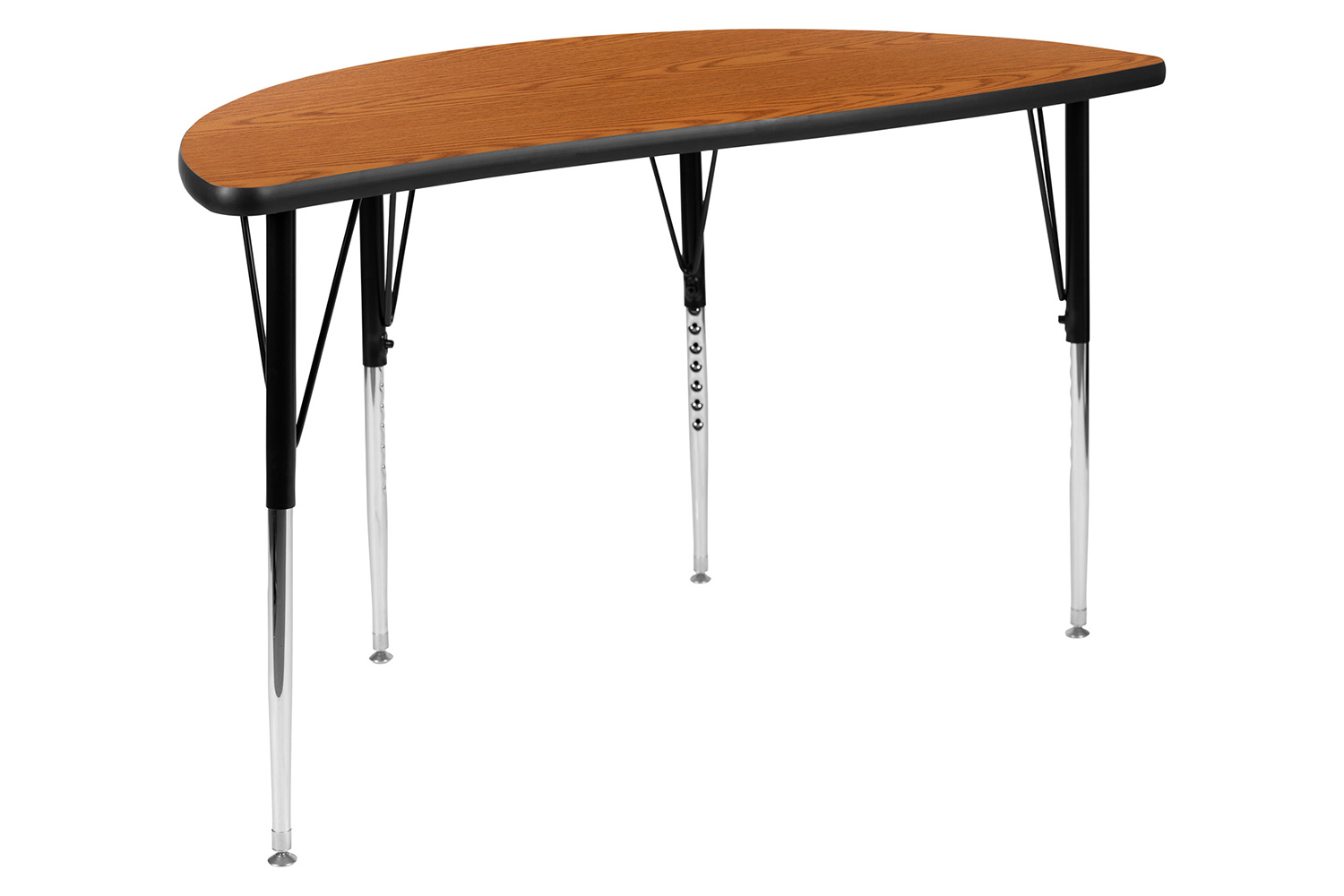 BLNK Emmy Oval Thermal Laminate Wave Flexible Activity Table Set 2 Piece - Oak, 76"L, with Standard Height Adjustable Legs