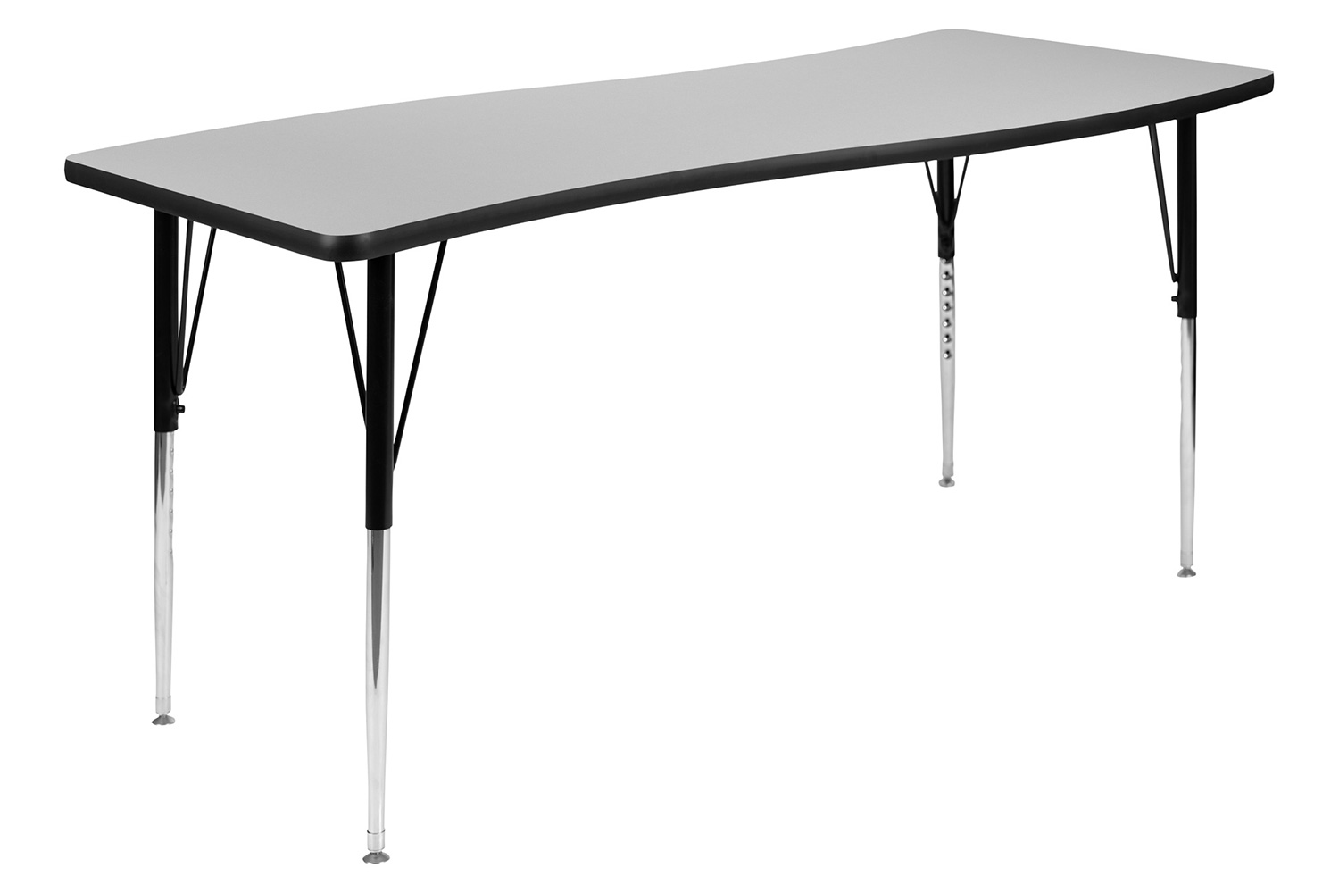 BLNK Emmy Oval Thermal Laminate Wave Flexible Activity Table Set 2 Piece - Gray, 86"L, with Standard Height Adjustable Legs