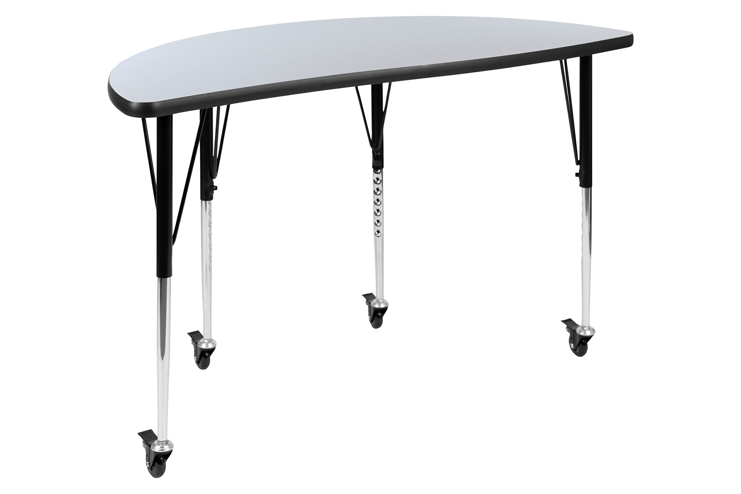 BLNK Emmy Mobile Circle Thermal Laminate Wave Flexible Kids Adjustable Activity Table Set 2 Piece - Gray, 47.5"D, with Standard Height Adjustable Legs