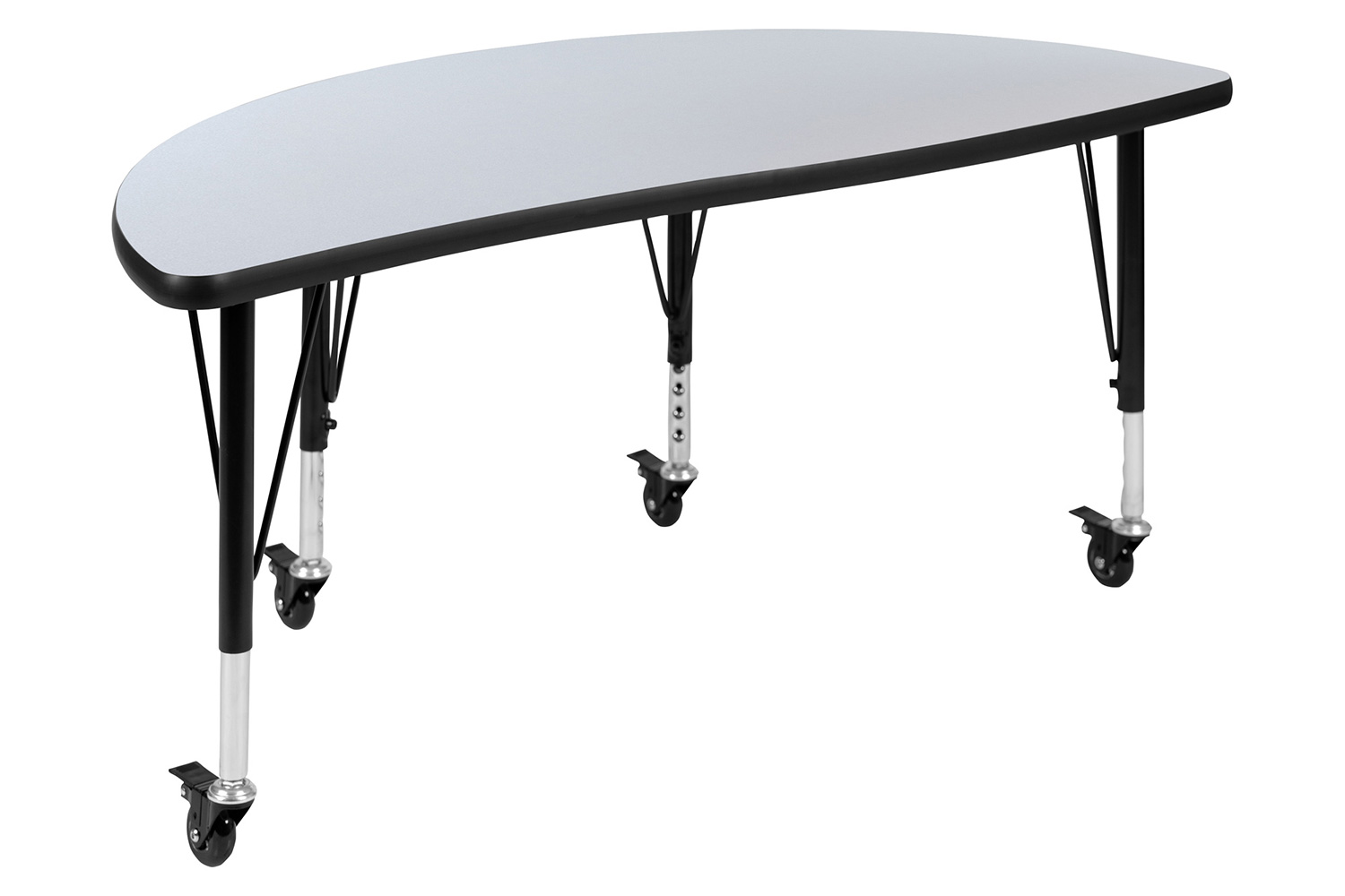 BLNK Emmy Mobile Circle Thermal Laminate Wave Flexible Kids Adjustable Activity Table Set 2 Piece - Gray, 47.5"D, with Short Height Adjustable Legs