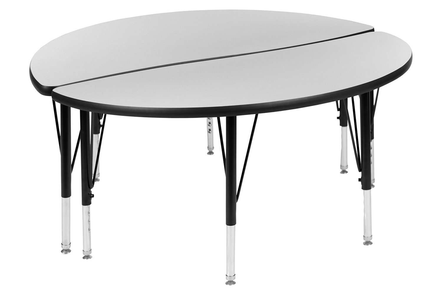 BLNK Emmy Circle Thermal Laminate Wave Flexible Activity Table Set 2 Piece - Gray, 47.5"D, with Short Height Adjustable Legs