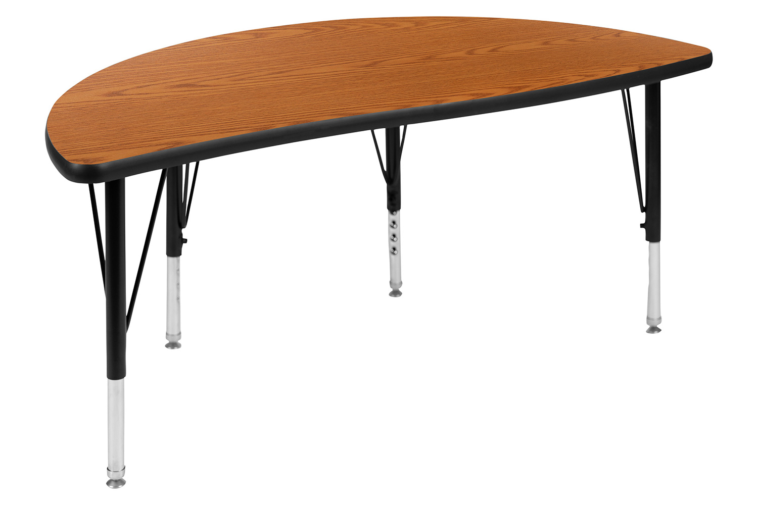 BLNK Emmy Circle Thermal Laminate Wave Flexible Activity Table Set 2 Piece - Oak, 47.5"D, with Short Height Adjustable Legs