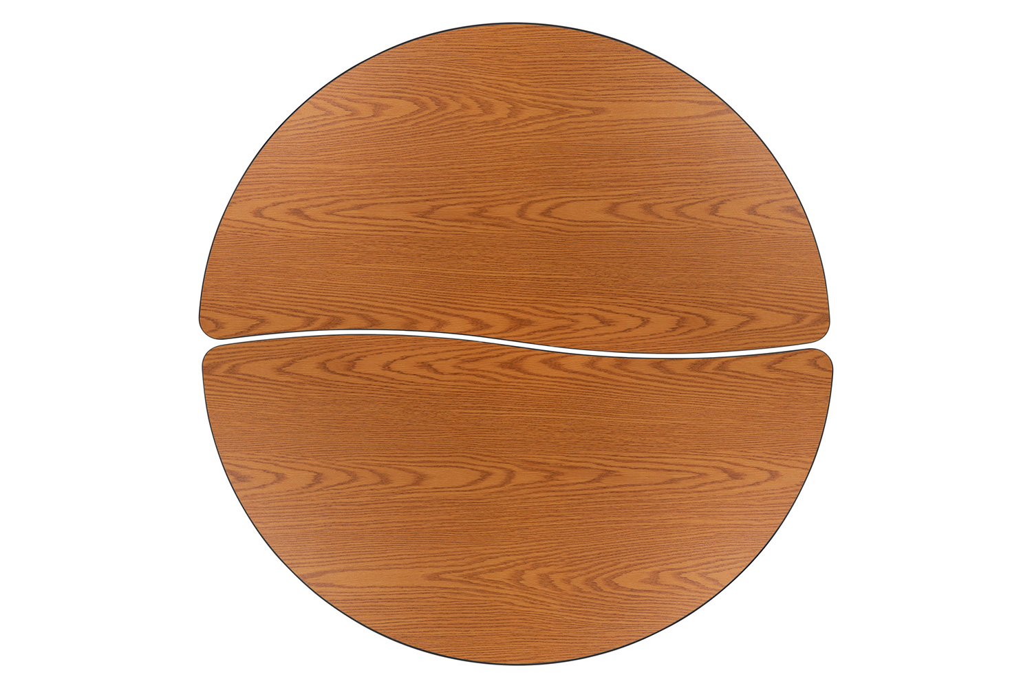 BLNK Emmy Circle Thermal Laminate Wave Flexible Activity Table Set 2 Piece - Oak, 47.5"D, with Short Height Adjustable Legs
