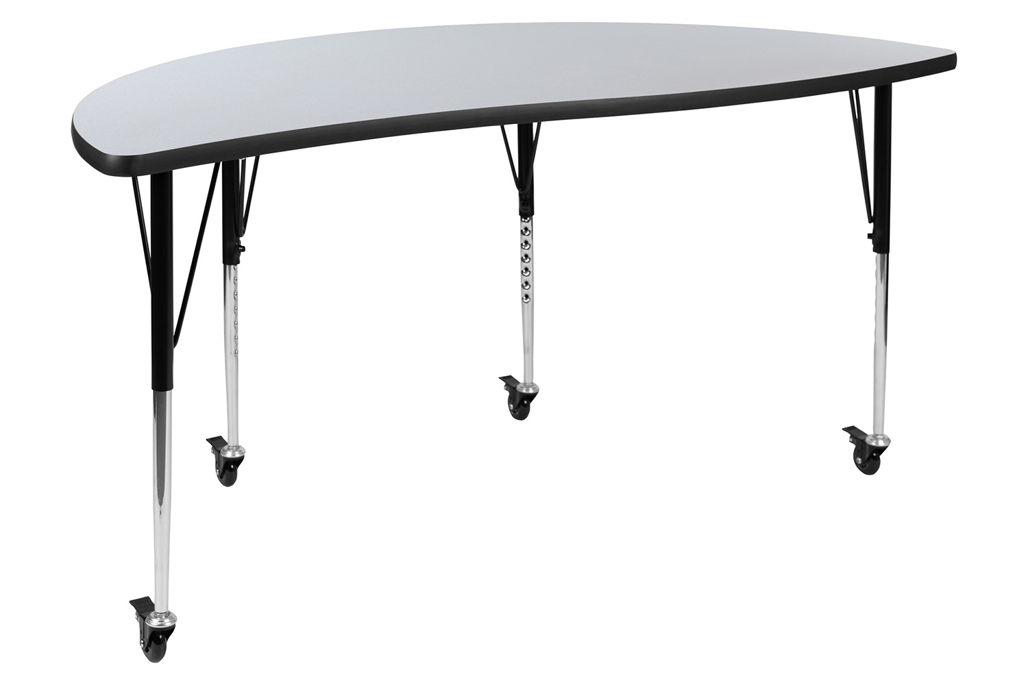 BLNK Emmy Mobile Circle Thermal Laminate Wave Flexible Kids Adjustable Activity Table Set 2 Piece - Gray, 60"D, with Standard Height Adjustable Legs