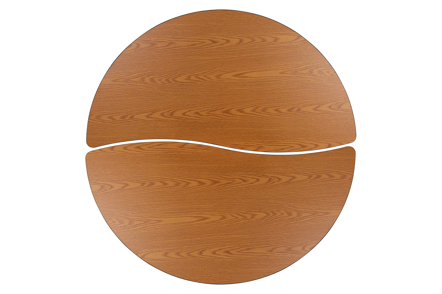 BLNK Emmy Mobile Circle Thermal Laminate Wave Flexible Kids Adjustable Activity Table Set 2 Piece - Oak, 60"D, with Short Height Adjustable Legs