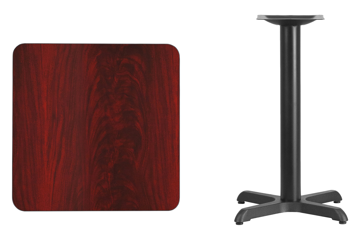 BLNK Square Table with 22'' x 22'' Base - Mahogany, 24"W