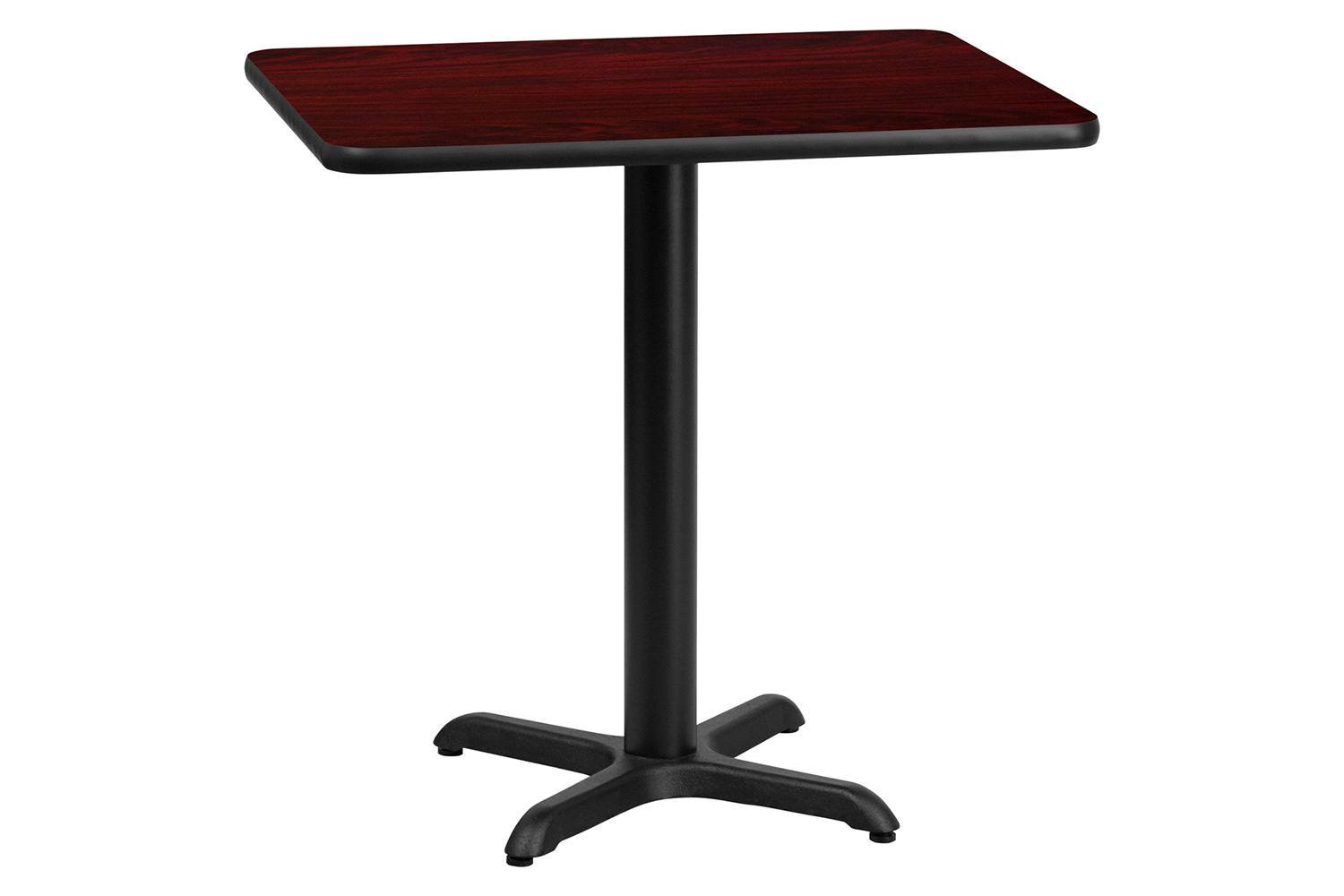 BLNK Rectangular Table with 22'' x 22'' Base - Mahogany, 24"W x 30"L