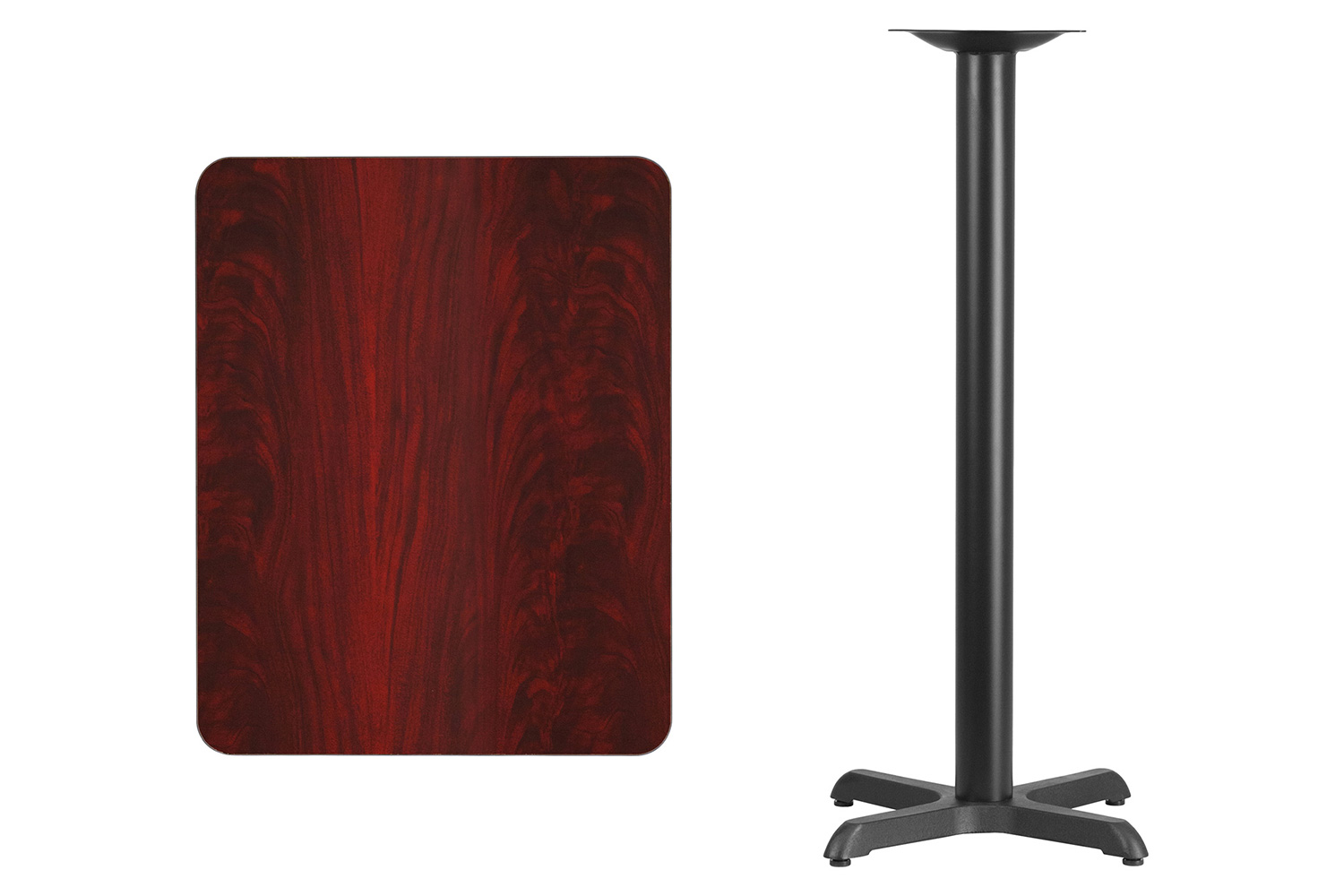 BLNK Rectangular Bar Height Table with 22'' x 22'' Base - Mahogany, 24"W x 30"L