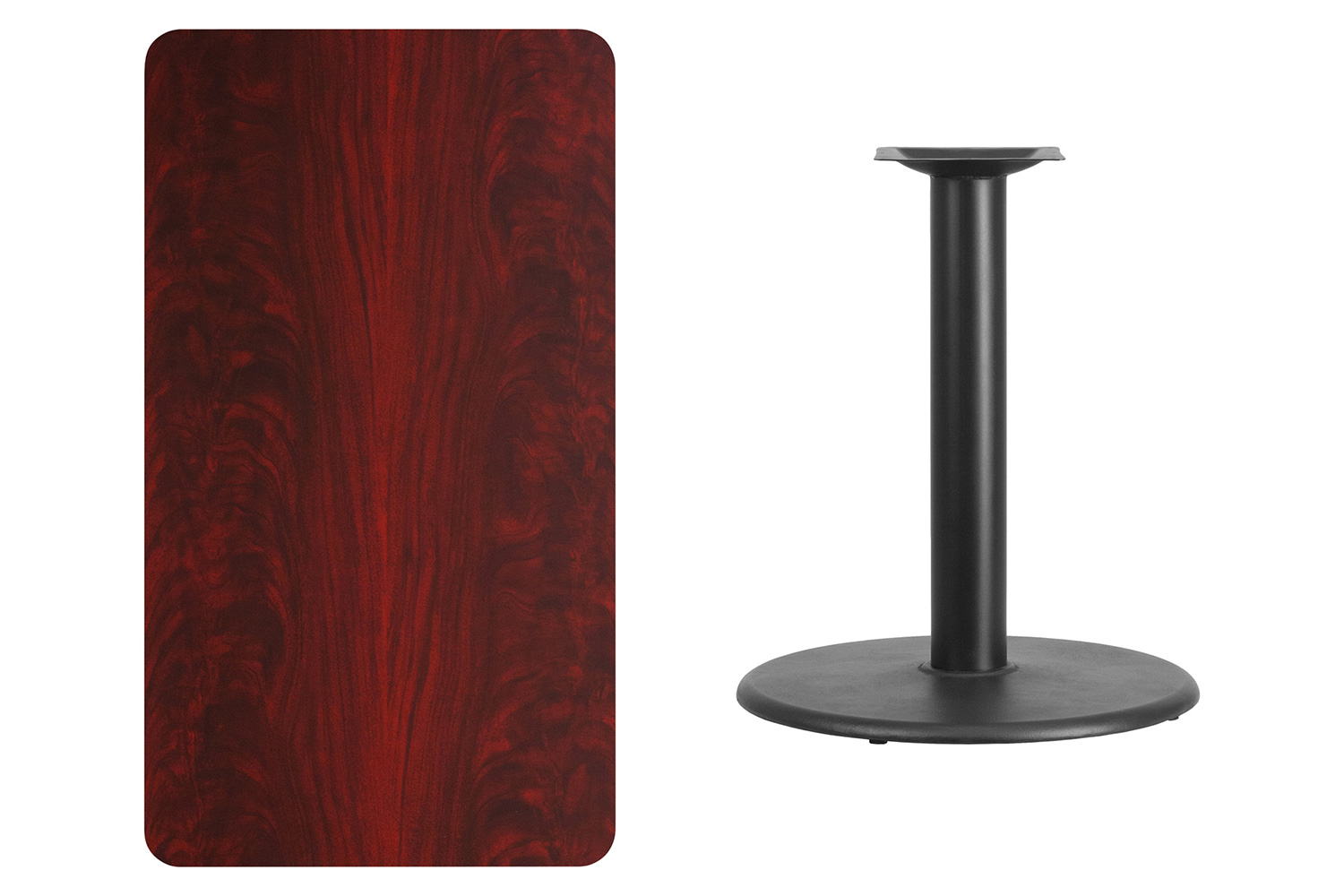 BLNK Rectangular Table with 24'' Round Base - Mahogany, 24"W x 42"L