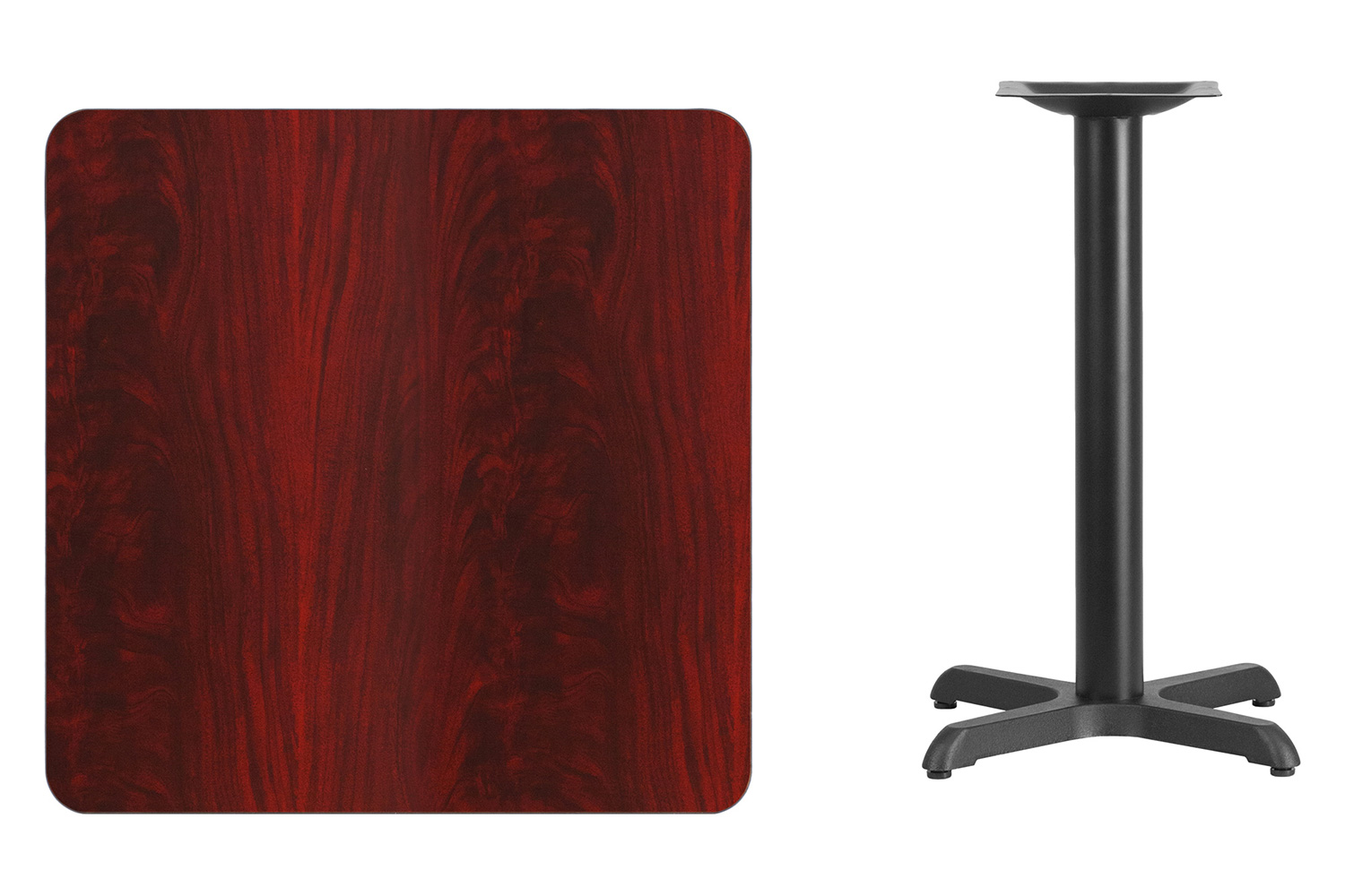 BLNK Square Table with 22'' x 22'' Base - Mahogany, 30"W