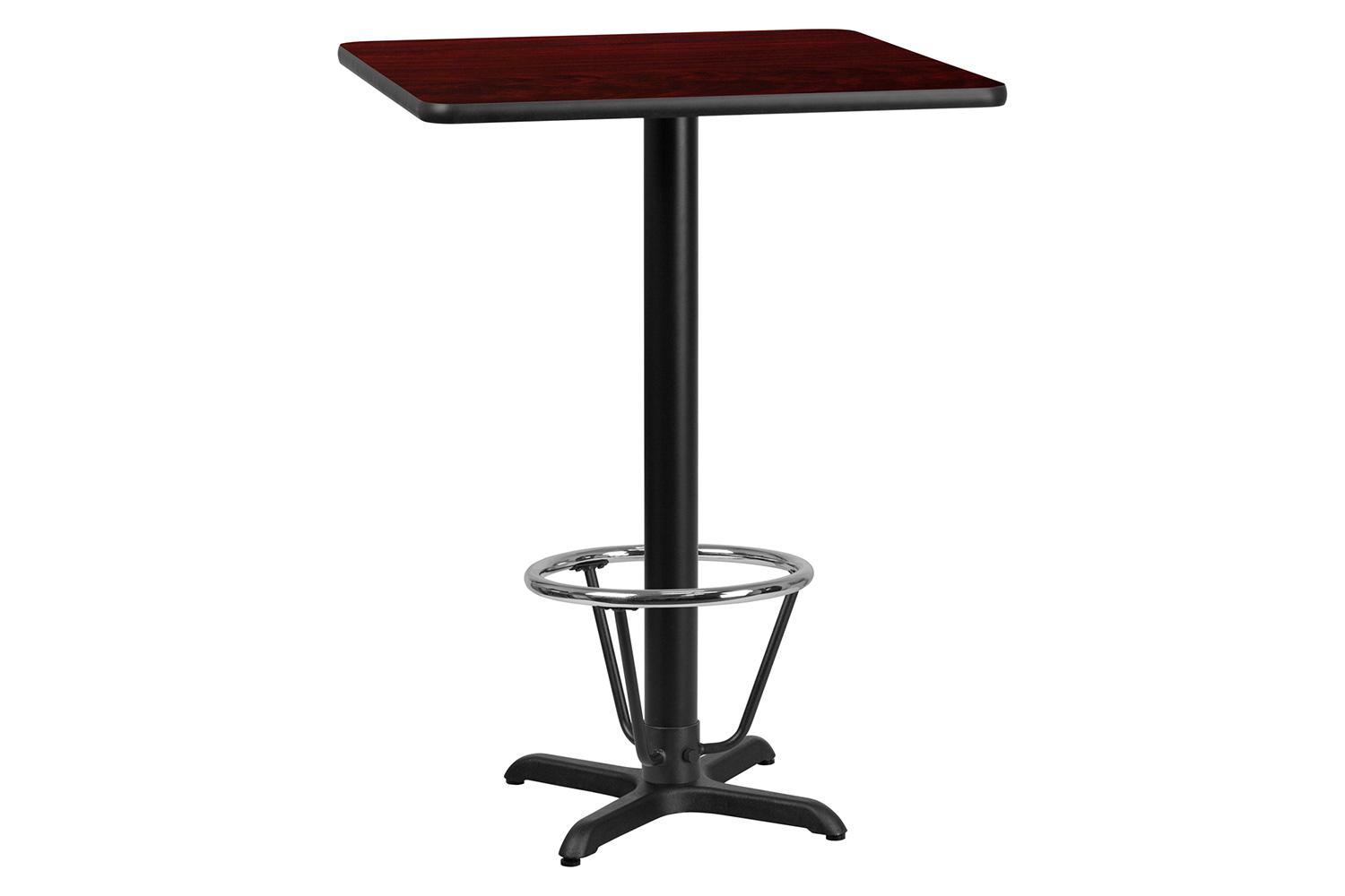 BLNK Square Bar Height Table with 22'' x 22'' Base - Mahogany, 30"W, with Foot Ring
