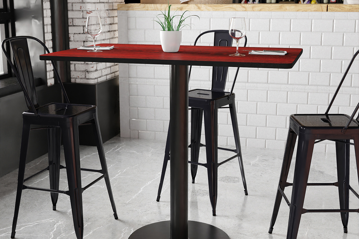 BLNK - Rectangular Bar Height Table with 24'' Round Base