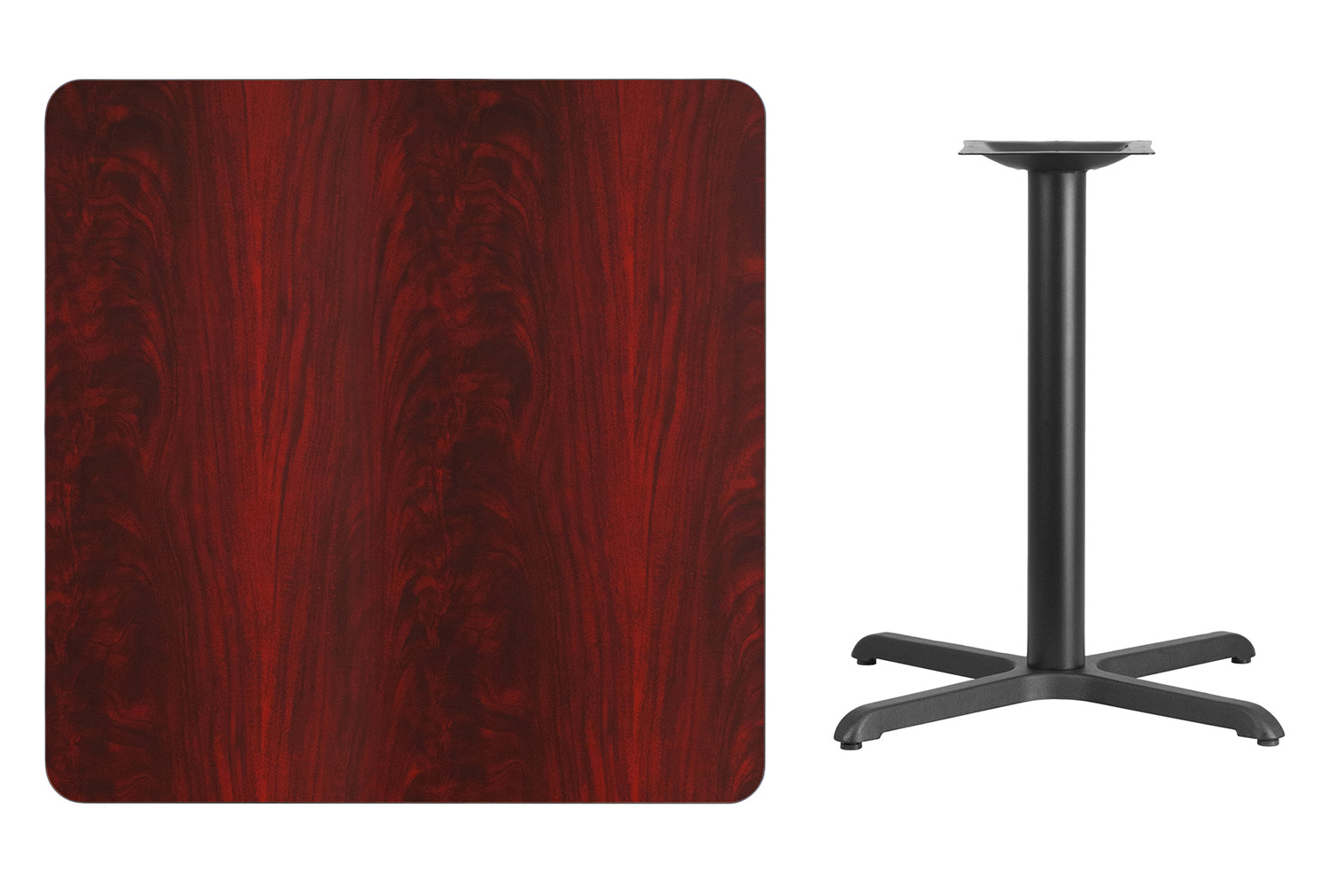 BLNK Square Table with 30'' x 30'' Base - Mahogany, 36"W