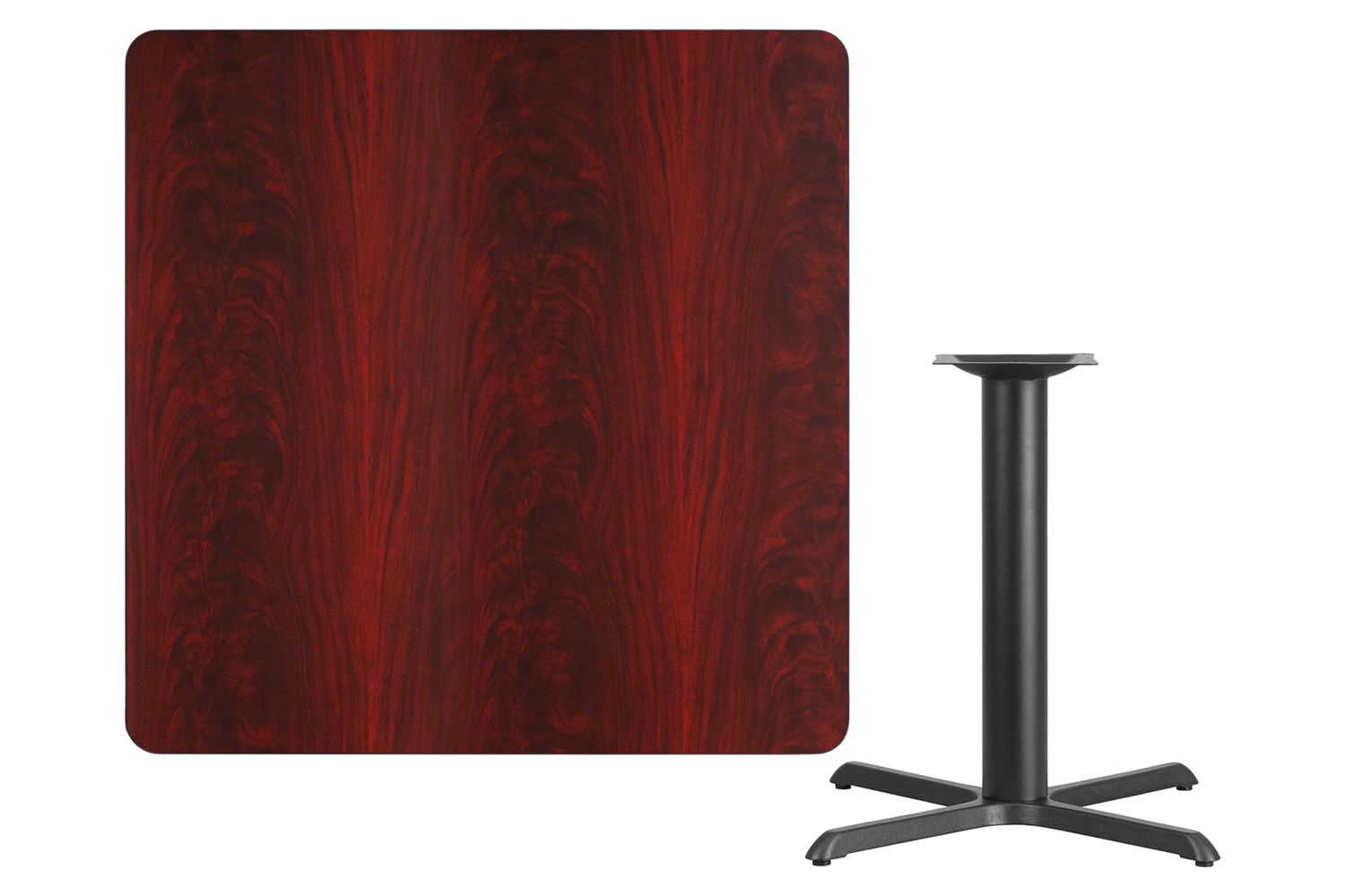 BLNK Square Table with 33'' x 33'' Base - Mahogany, 42"W