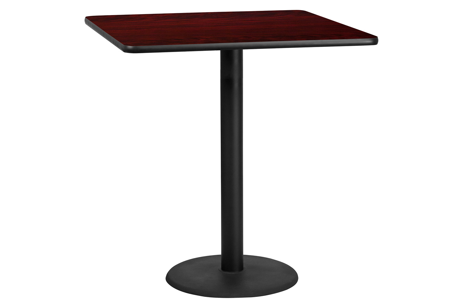 BLNK Square Bar Height Table with 24'' Round Base - Mahogany, 42"W