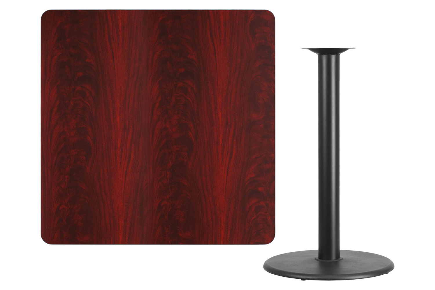 BLNK Square Bar Height Table with 24'' Round Base - Mahogany, 42"W