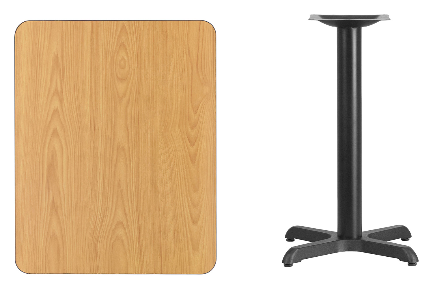 BLNK Rectangular Table with 22'' x 22'' Base - Natural, 24"W x 30"L