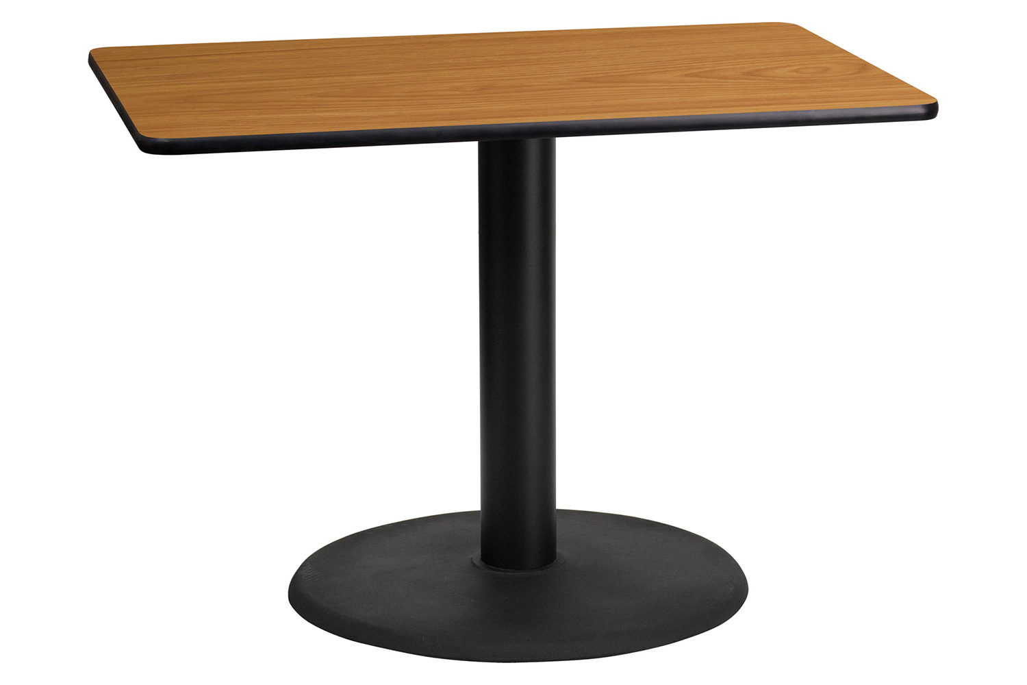 BLNK Rectangular Table with 24'' Round Base - Natural, 24"W x 42"L