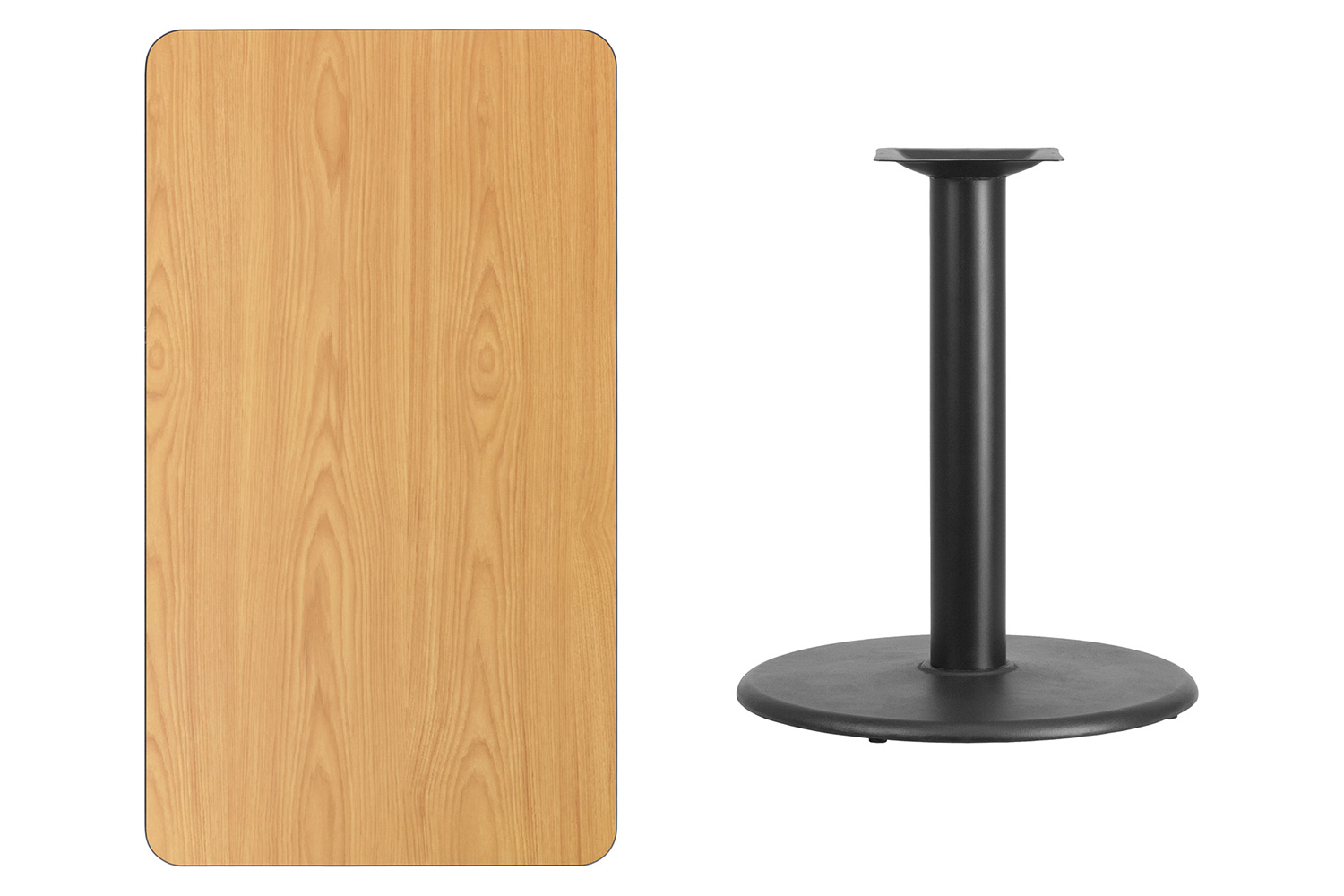 BLNK Rectangular Table with 24'' Round Base - Natural, 24"W x 42"L