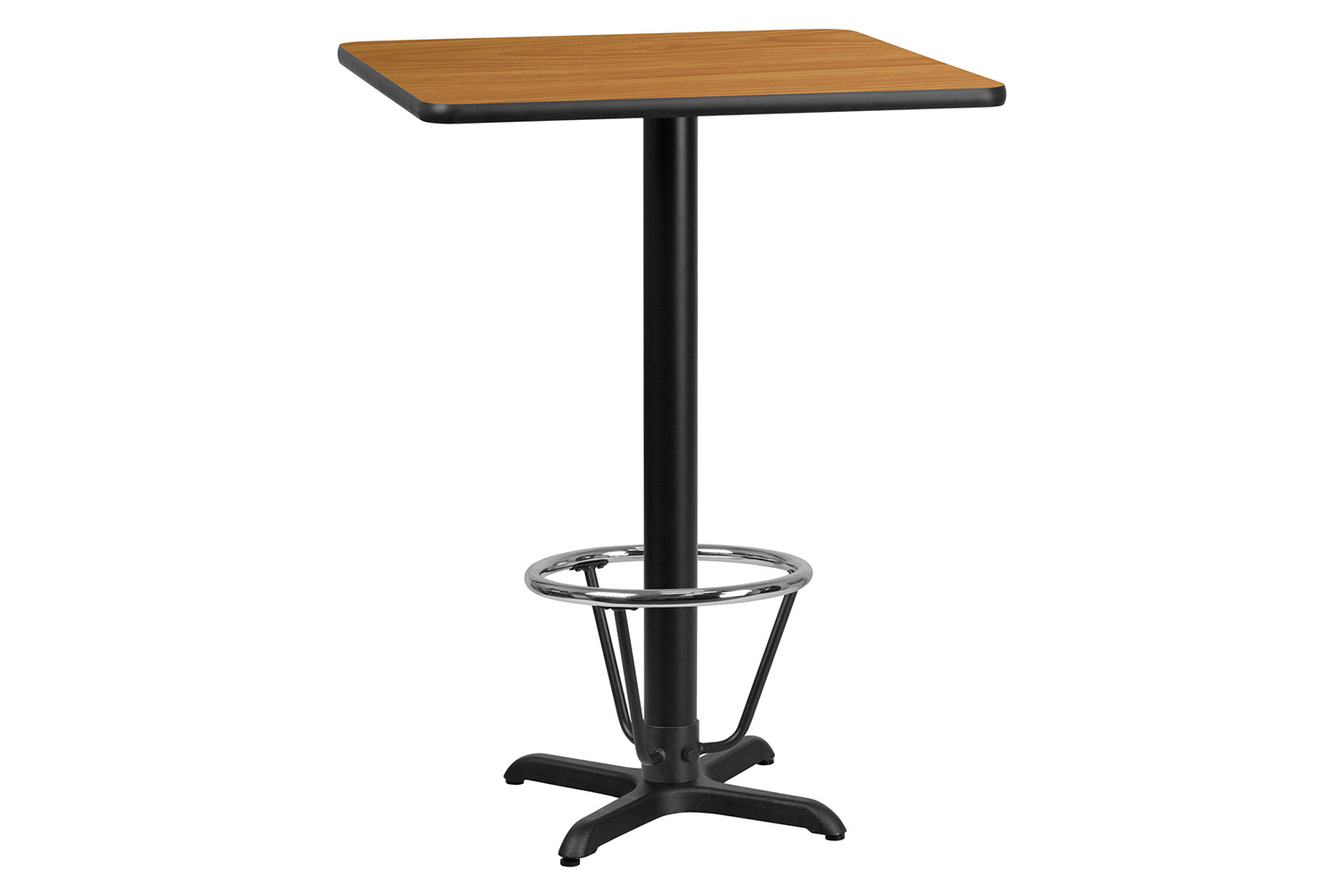 BLNK Square Bar Height Table with 22'' x 22'' Base - Natural, 30"W, with Foot Ring
