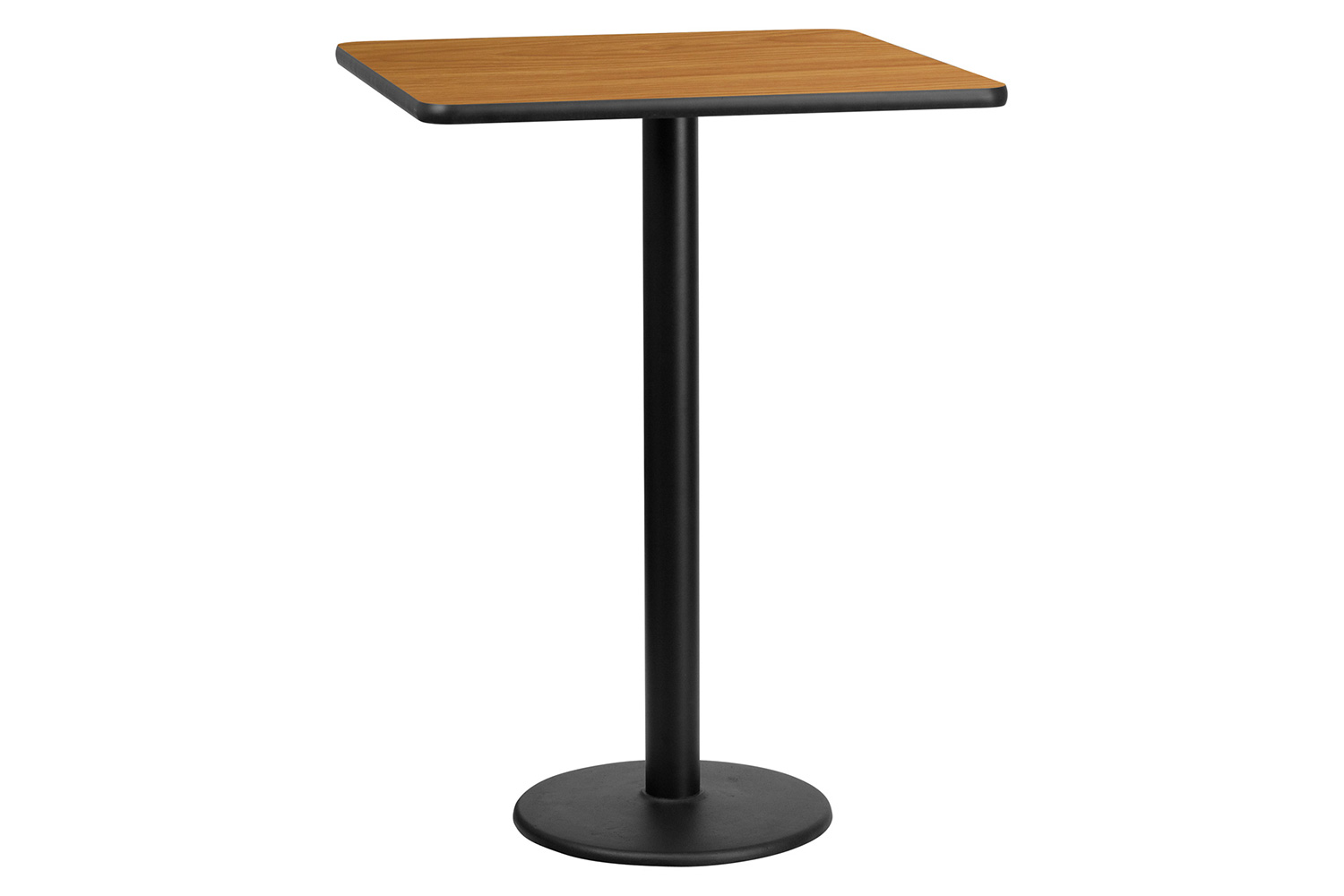 BLNK Square Bar Height Table with 18'' Round Base - Natural, 30"W