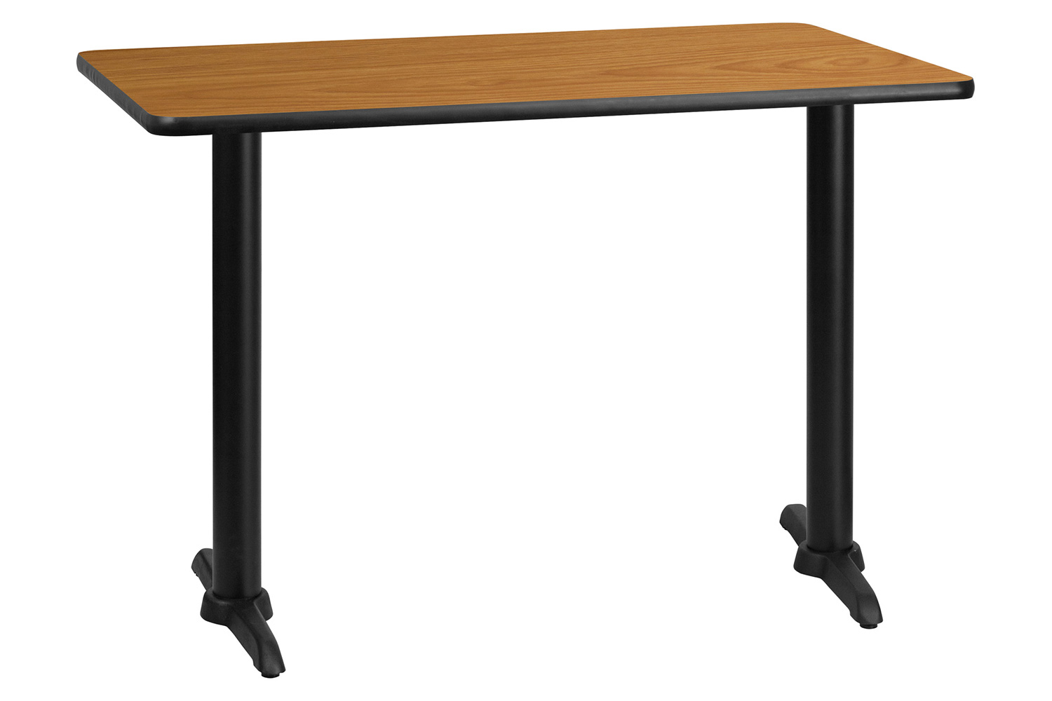 BLNK Rectangular Table with 5'' x 22'' Bases - Natural, 30"W x 42"L