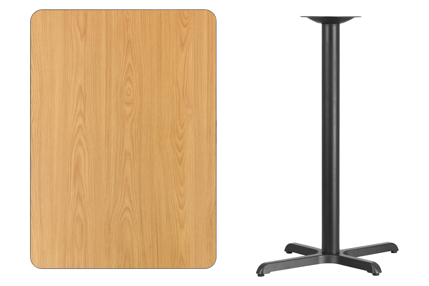 BLNK Rectangular Bar Height Table with 23.5'' x 29.5'' Base - Natural, 30"W x 42"L