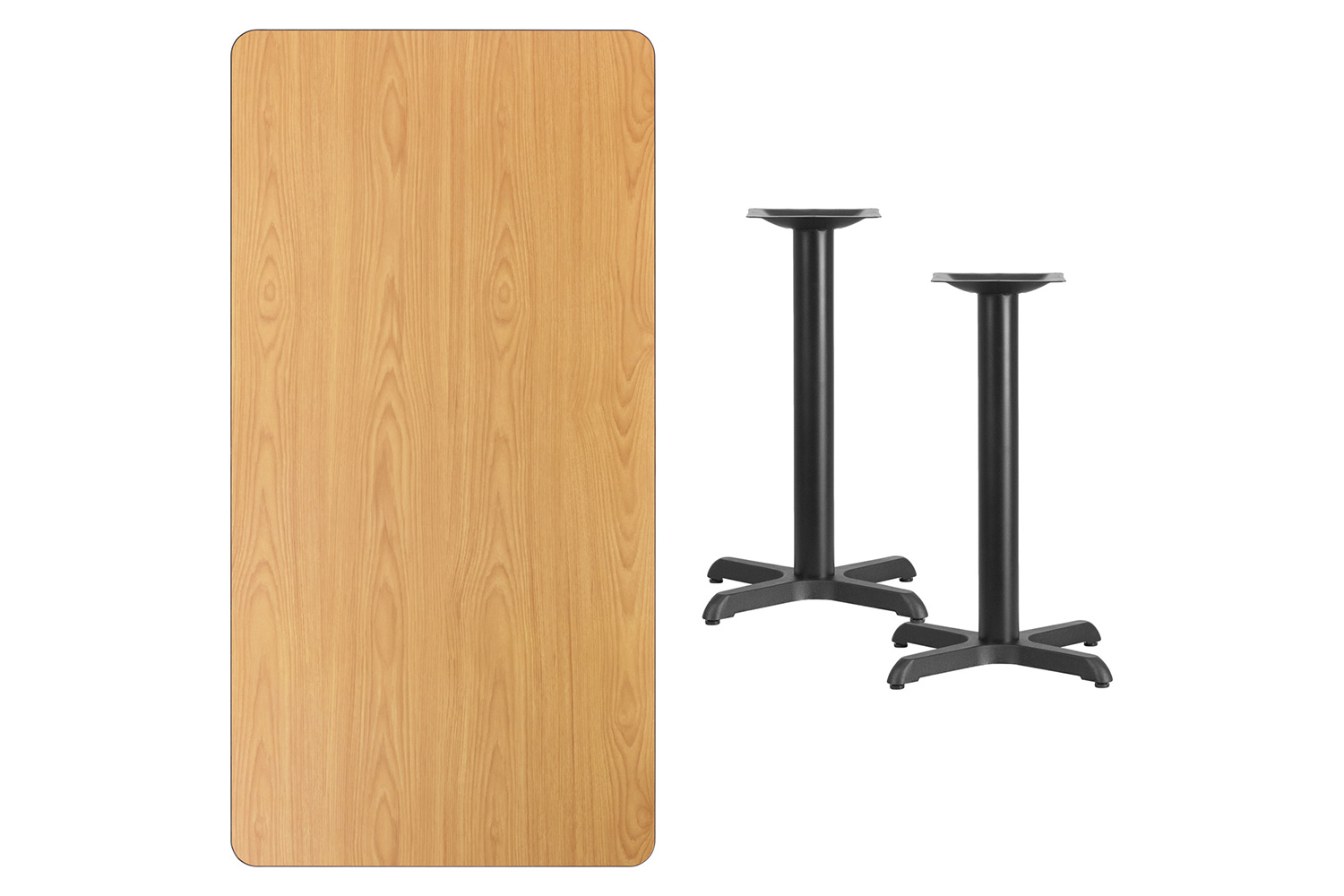 BLNK Rectangular Table with 22'' x 22'' Bases - Natural, 30"W x 60"L